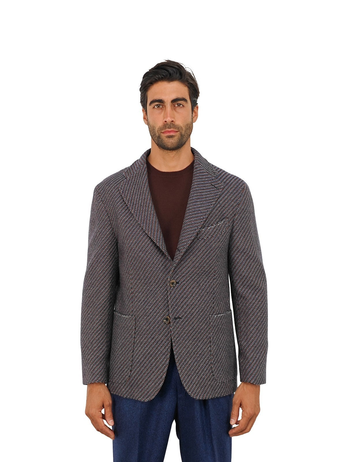 $2200 RUBINACCI NAPOLI Blue Herringbone Jacket Sport Coat 100% Cashmere