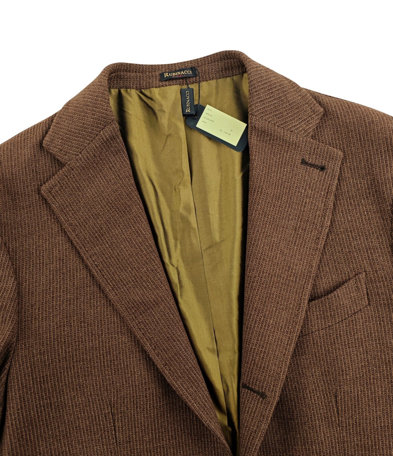 $1600 RUBINACCI Brown Jacket Sport Coat Ribbed Knit Wool Cashmere 42 US / 52 EU
