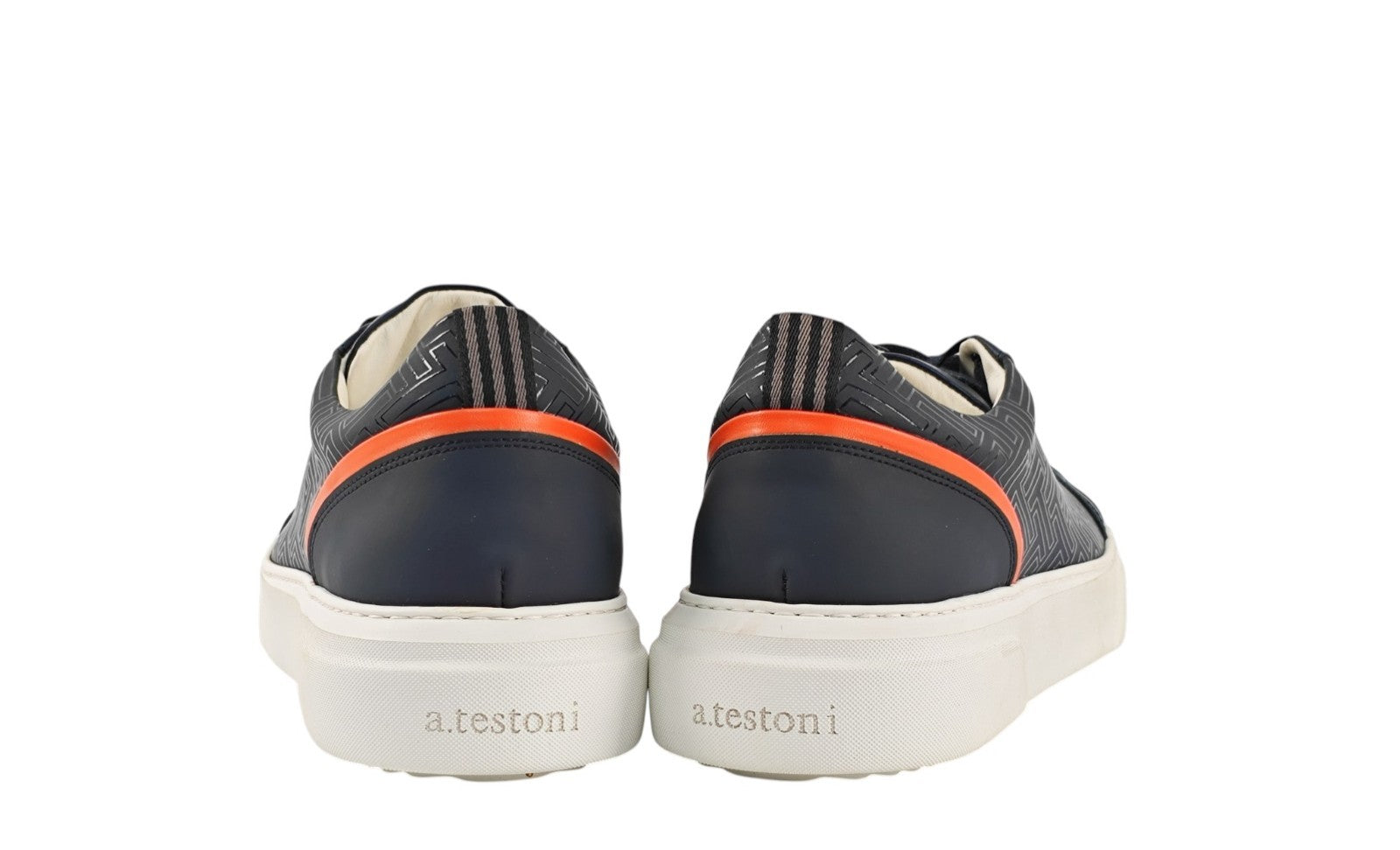 700$ TESTONI Sneaker Weaving Calf Navy Blue & Orange 8 UK / 9 US / 42 IT