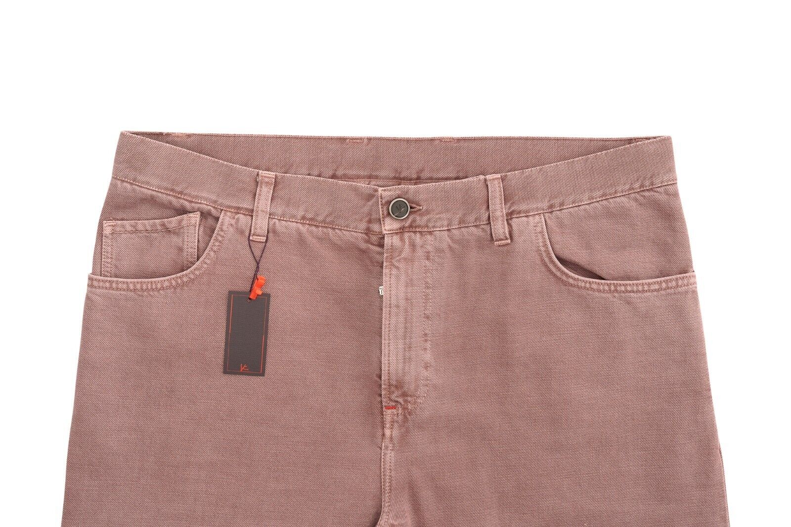 690$ ISAIA "Barchetta Denim" Trouser Pant Drill Dyed Cotton Pink 34 US / 50 EU