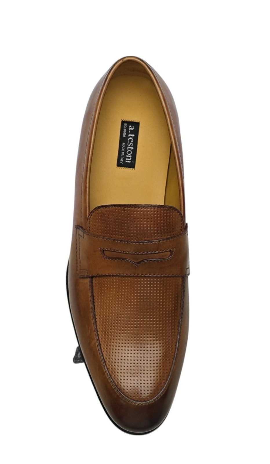 1250$ TESTONI Perforated Loafer Shoes Antique Calf Caramel 8 UK / 9 US / 42 IT