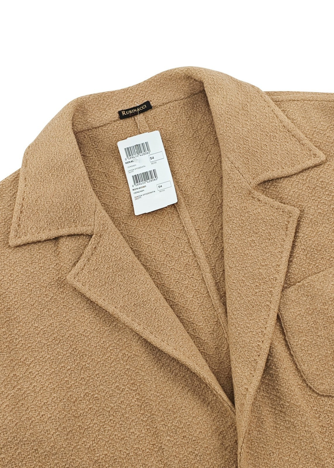 $2600 RUBINACCI NAPOLI Beige Unlined Jacket 100% Cashmere Handmade in Napoli