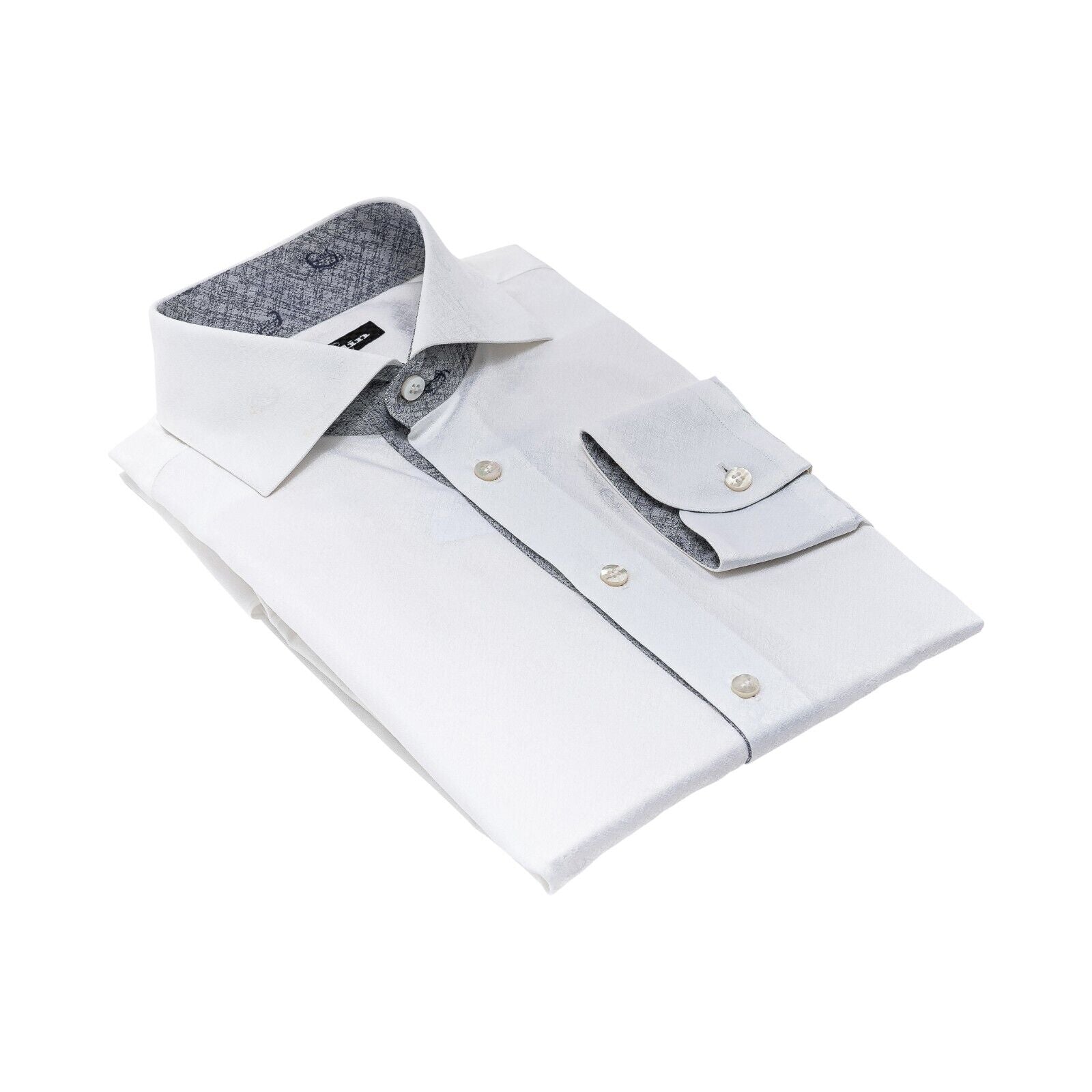 690$ LUXURY GERLIN Shirt White ALUMO Jacquard Cotton 16 - 41 7G BIJAN