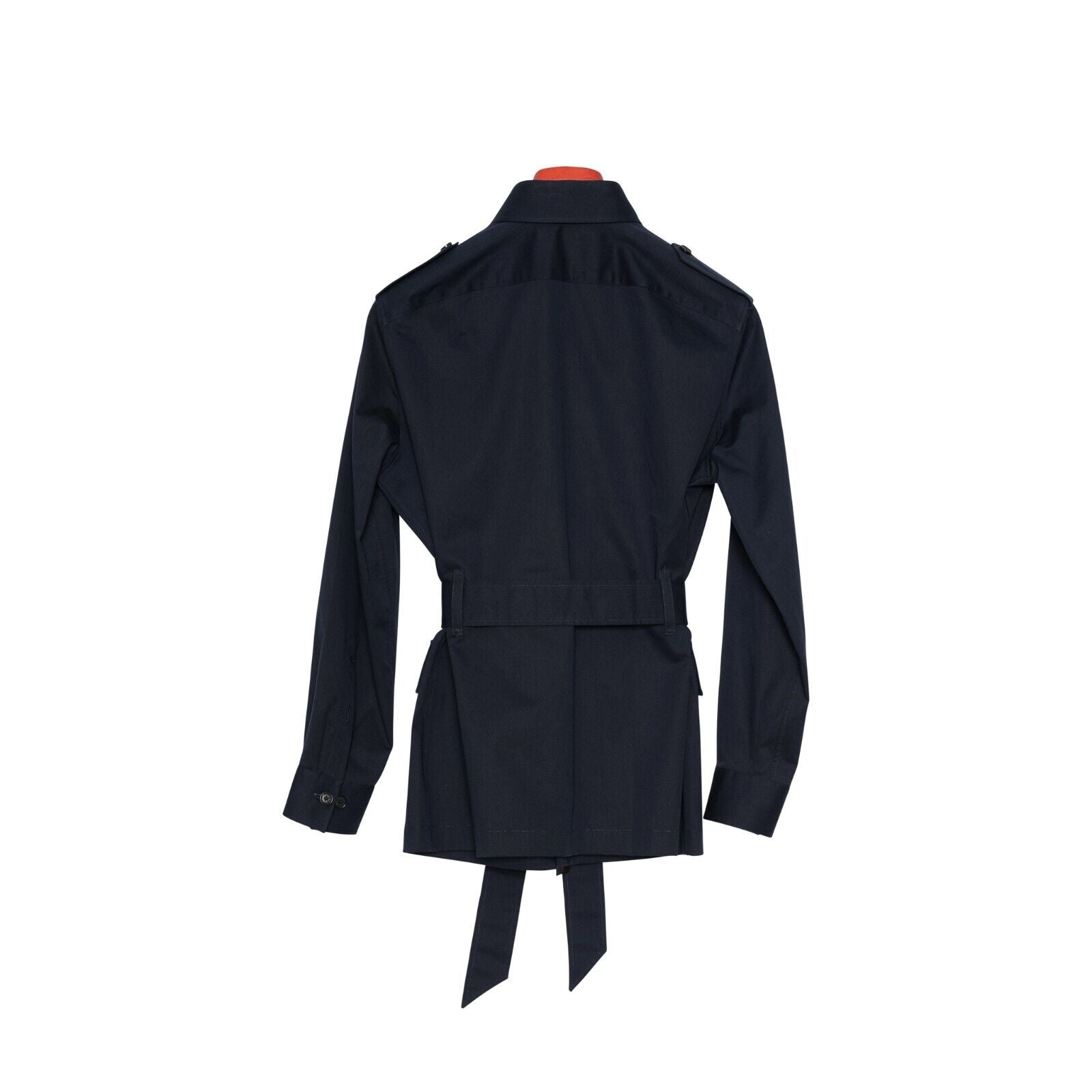 $3800 ISAIA NAPOLI Blue Navy Hand-Sewn Safari Jacket Coat Cotton Size XS