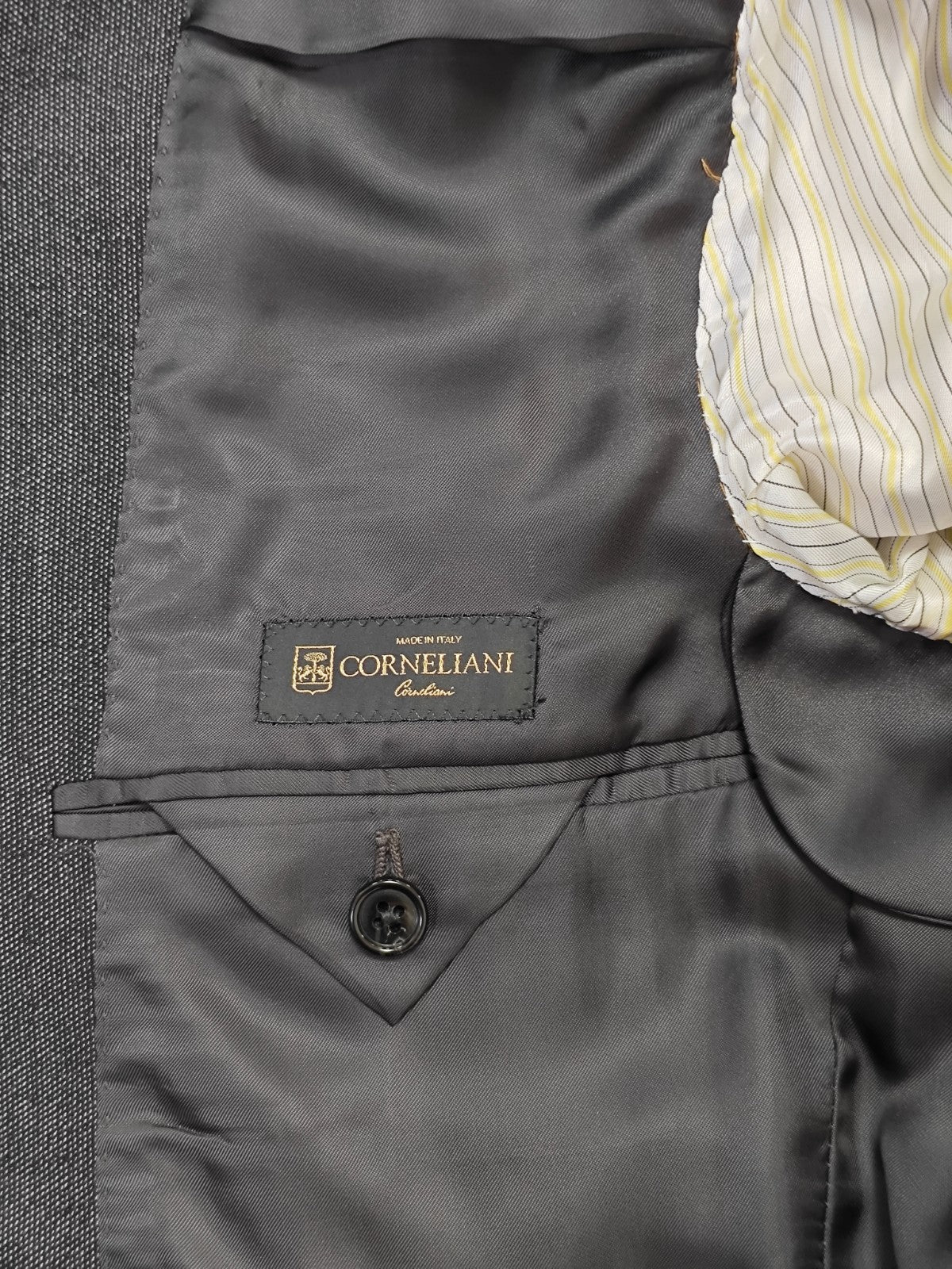 $1300 CORNELIANI Gray Textured Suit Wool SuperFine 150's 38 US / 48 EU 6R