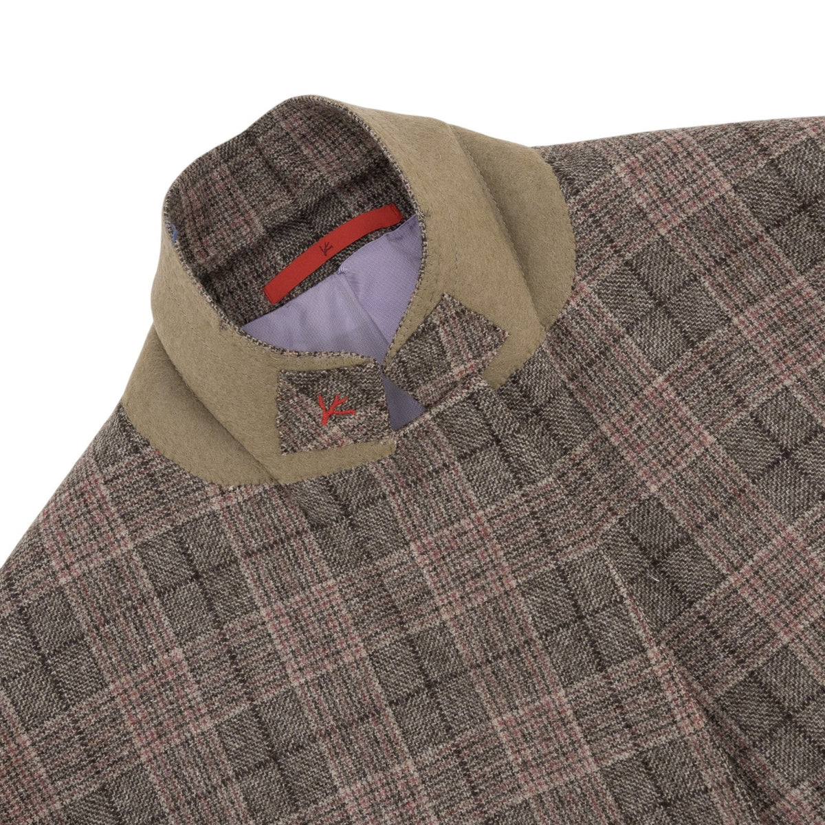 $6850 ISAIA NAPOLI "Capri" Gray - Dark Pink Suit Flannel Wool 40 US / 50 EU 7R