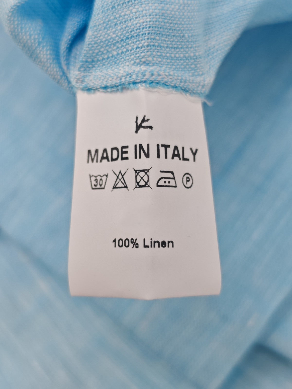 815$ ISAIA NAPOLI "Mix" Blue Dress Shirt Hand-Sewn 100% Linen