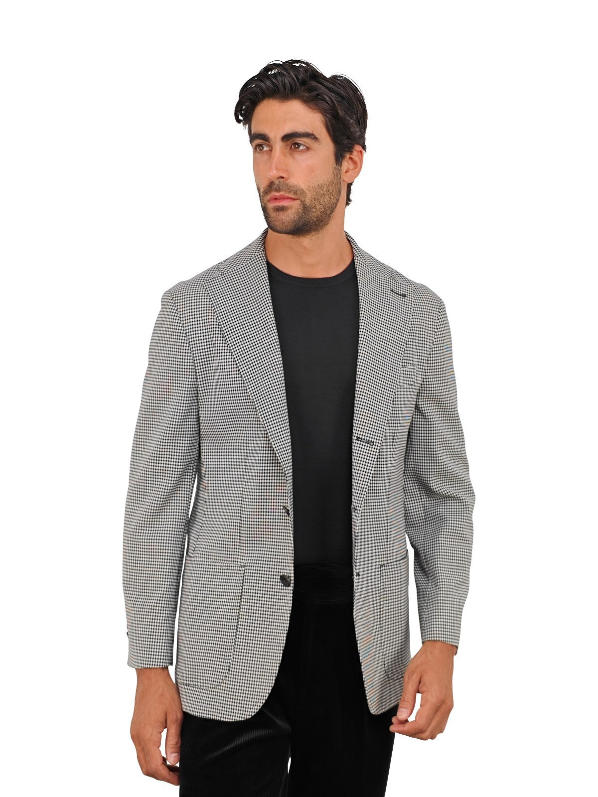 $1450 RUBINACCI Gray Checks Jacket Sport Coat Wide Lapel Fine Wool 40 US 50 EU