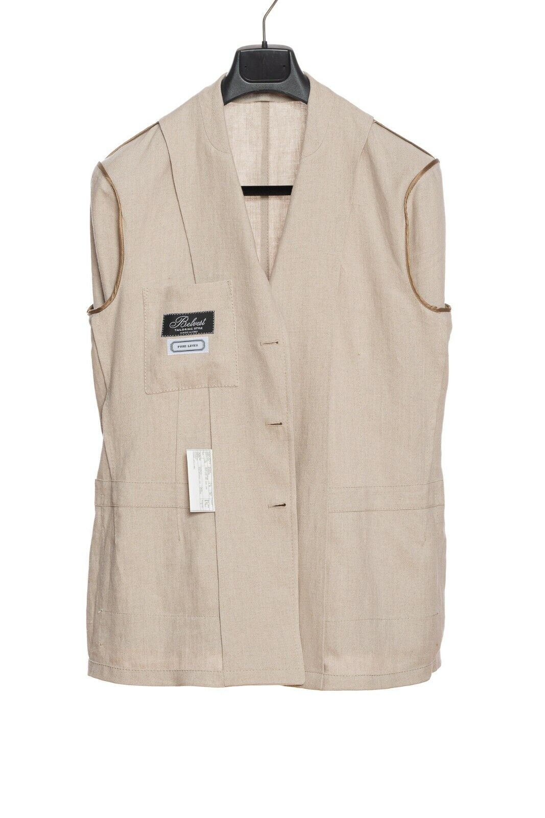 1800$ BELVEST Jacket Beige Solid Pure Washed Linen Drop 8 JACKETINTHEBOX Edition
