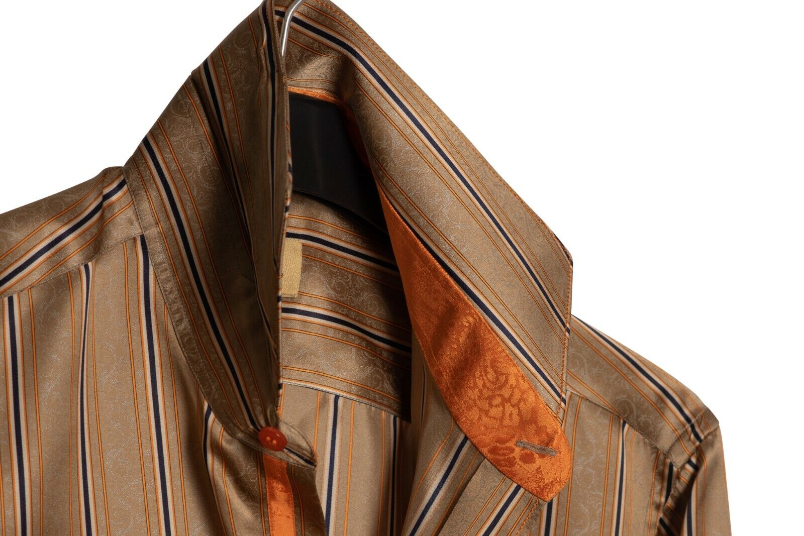 LUXURY 1400$ GERLIN Limited Edition Shirt Brown 100% Silk 16-41 BIJAN