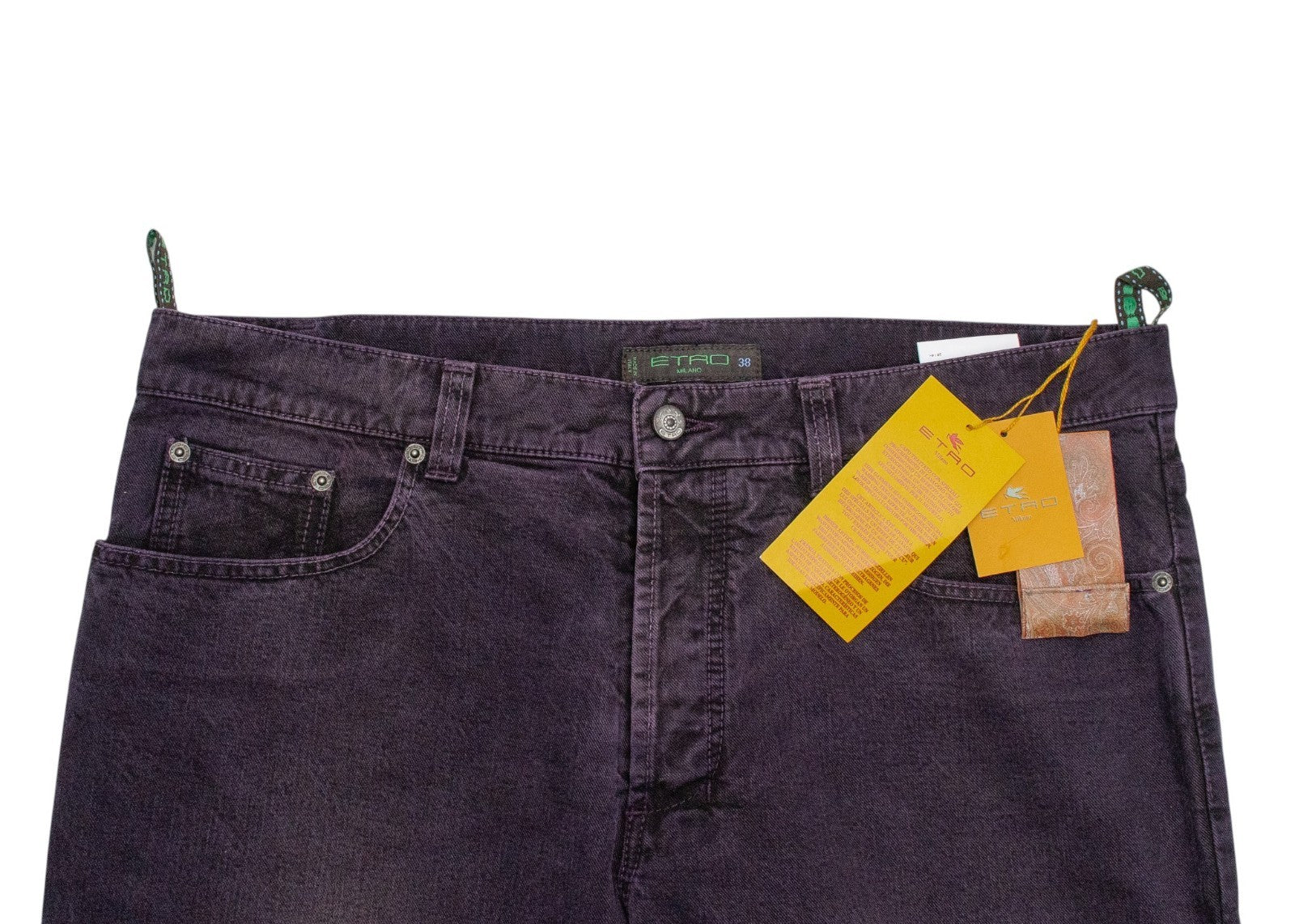 850$ ETRO MILANO Dark Purple Denim Cotton Jeans Pant Loose Fit 38 US / 54 EU