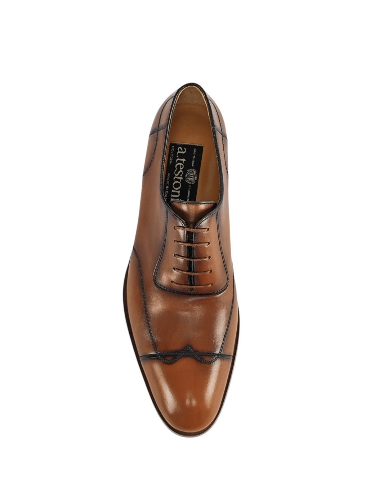 1200$ TESTONI Oxford Shoes Goodyear Welted Calf Caramel 8 UK / 9 US / 42 IT