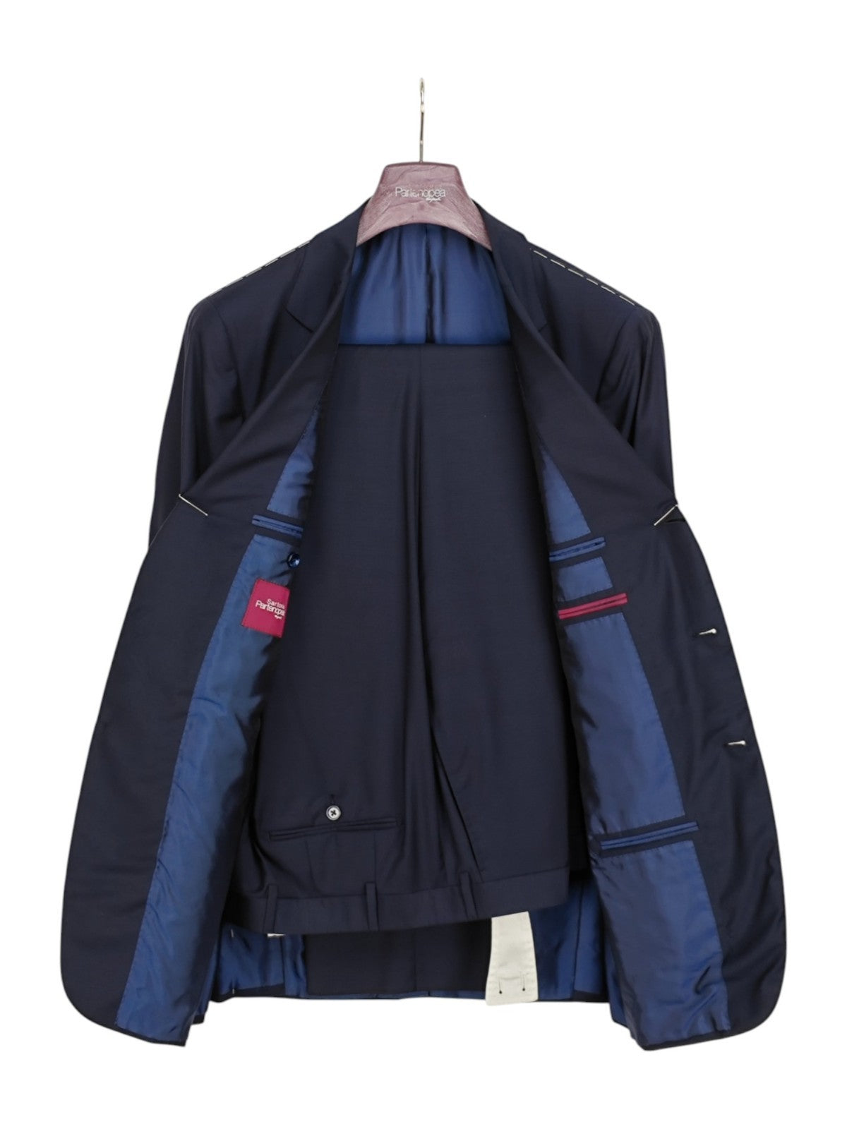$2700 SARTORIA PARTENOPEA NAPOLI Blue Navy Handmade Suit Wool 140's 44 US 54 EU