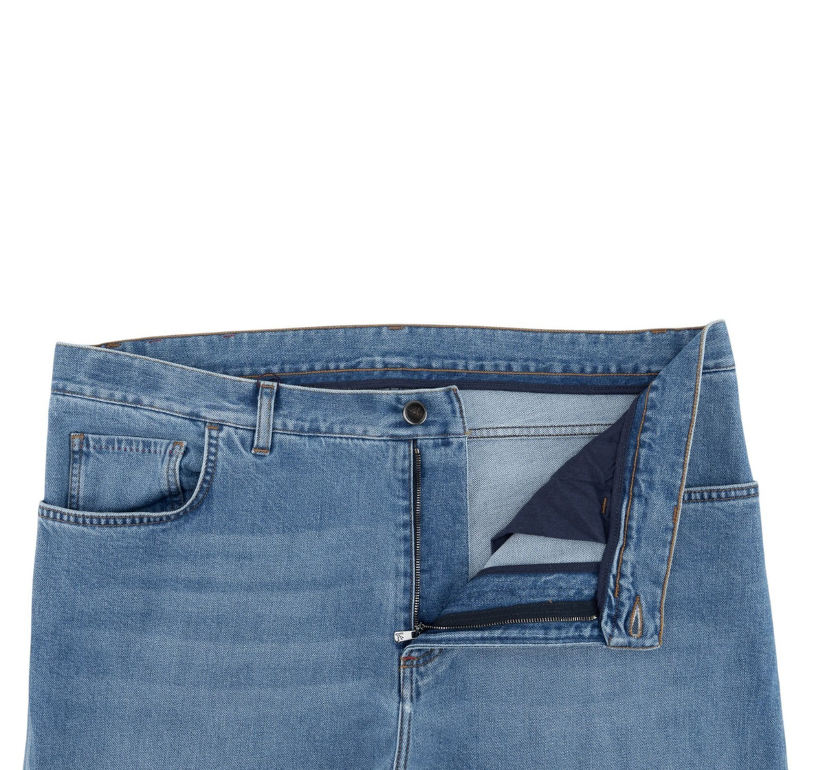 715$ ISAIA NAPOLI Washed Denim Jeans 5 Pockets Cotton Regular Fit 38 US / 54 IT