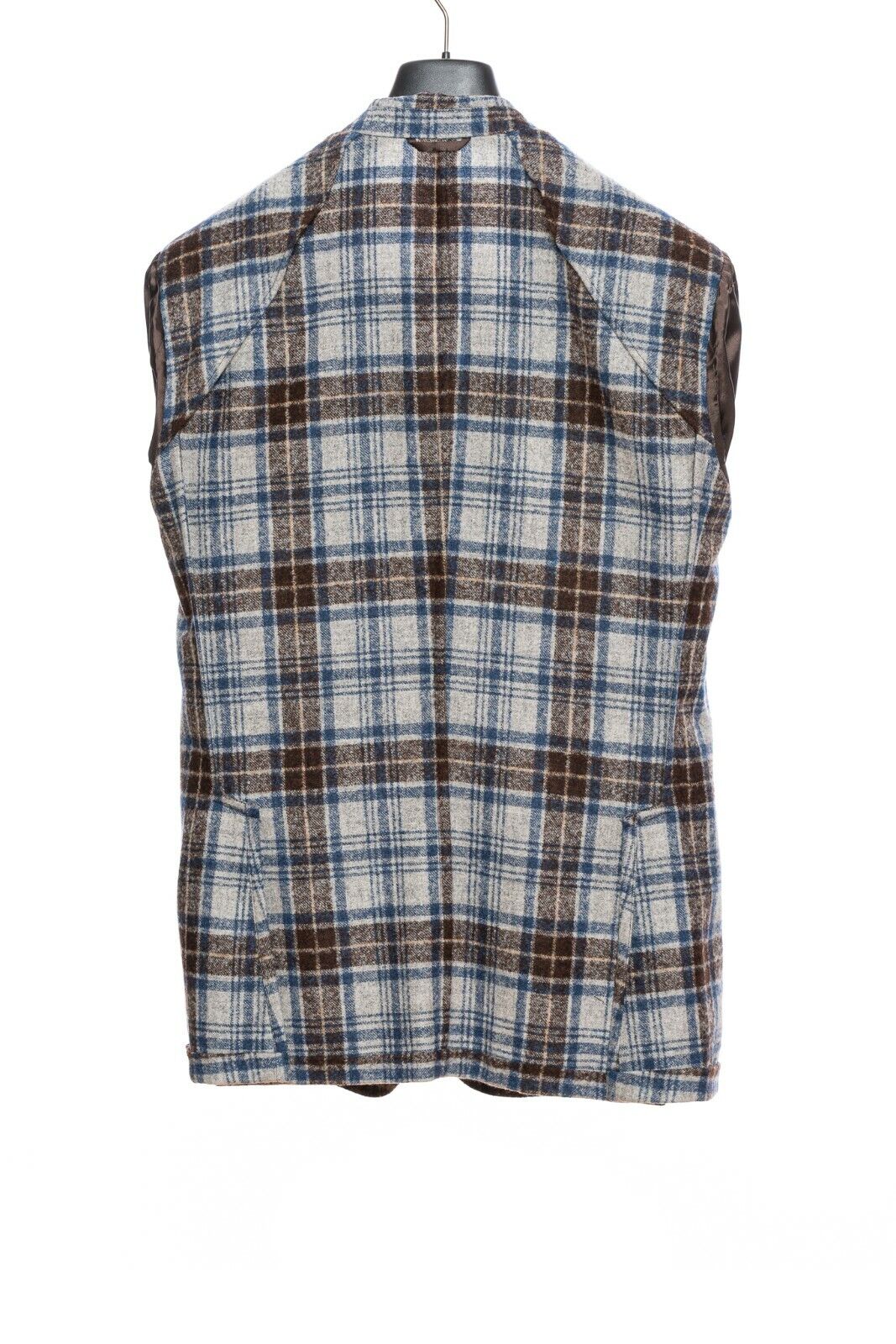 $2190 BELVEST Gray Blue Brown Check Baby Alpaca Wool Jacket 42 US 52 EU Drop 7R