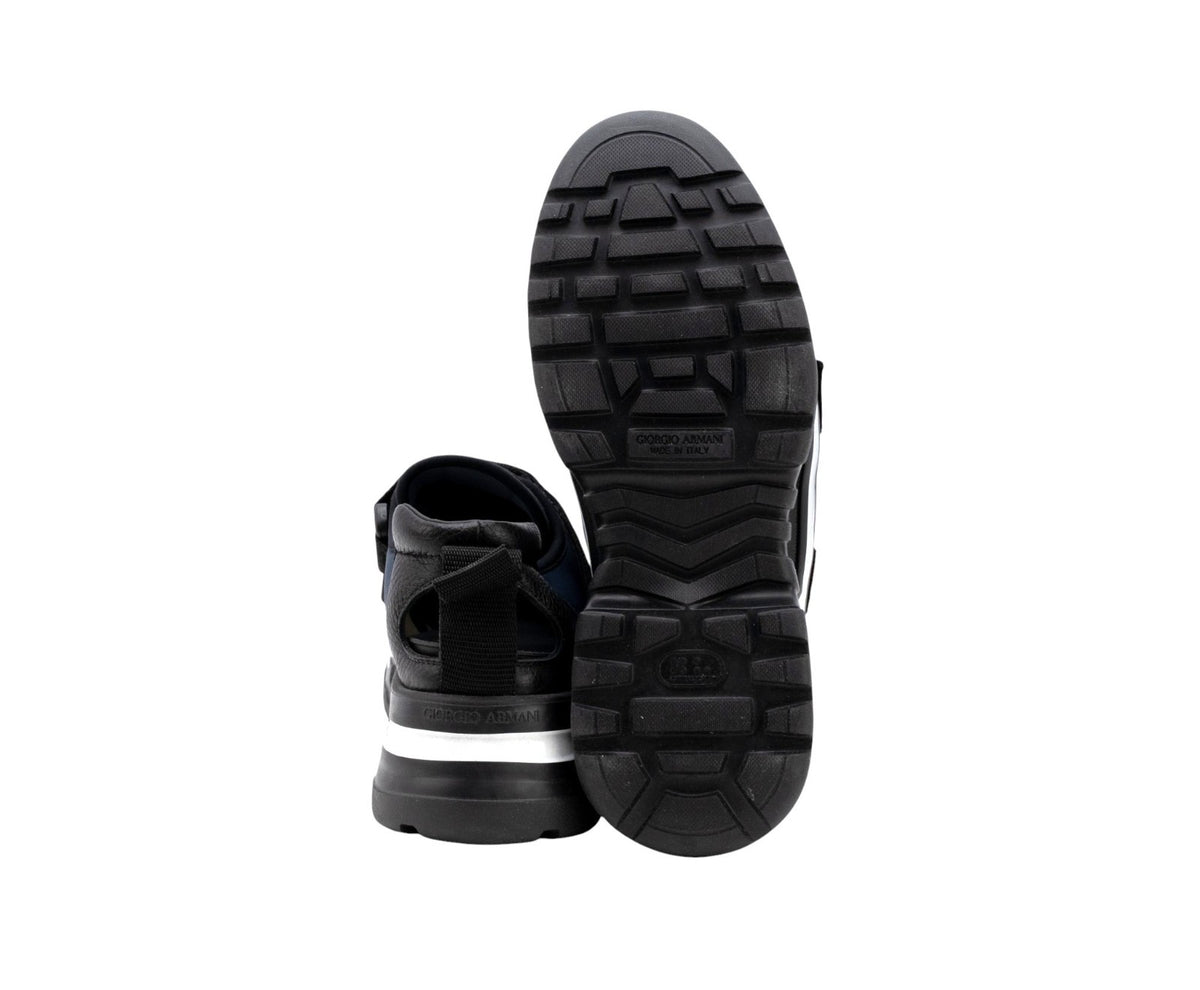 1450$ GIORGIO ARMANI Sneakers Shoes Tech Suede Strapped Blue Black Lug Sole