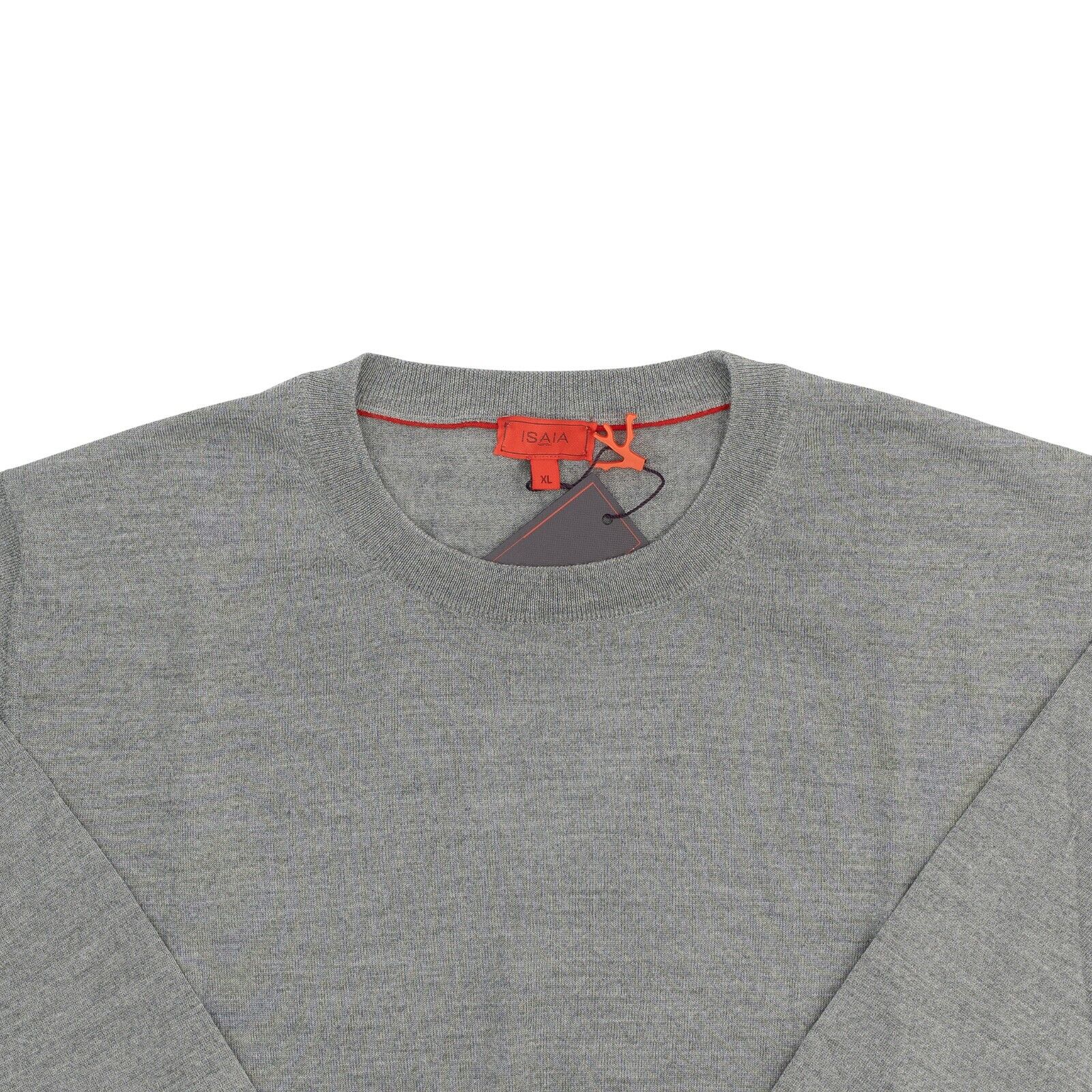 1200$ ISAIA NAPOLI Gray Sweater Crewneck Merinos Wool Extrafine Size XL