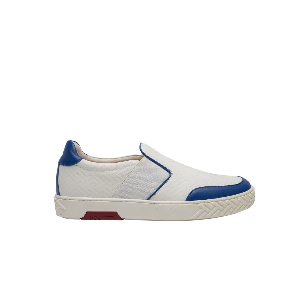 700$ TESTONI "Ravenna" Sneaker Slip On Interlocking Calf White 8 UK /9 US /42 IT