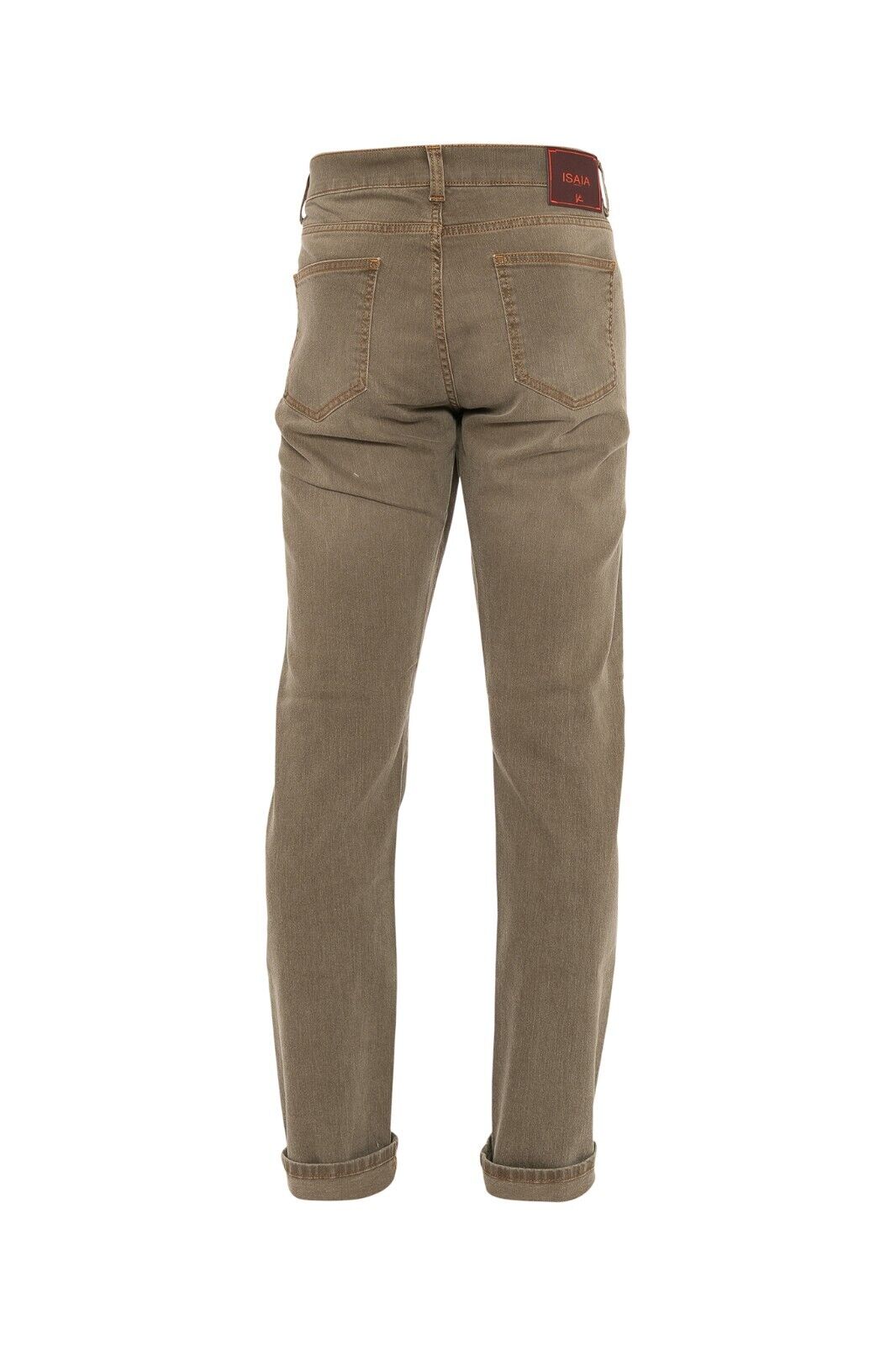 690$ ISAIA NAPOLI Taupe 5 Pockets Slim Straight Denim Jeans Pant Cotton