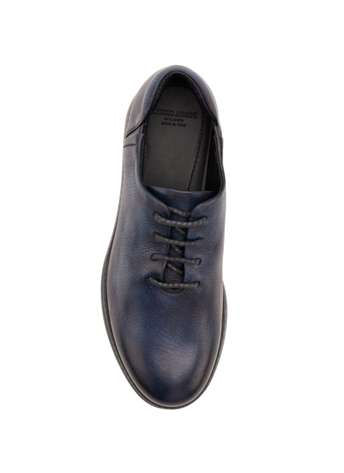 $1150 GIORGIO ARMANI Derby Sneakers Shoes buffered blue - Made In Italy