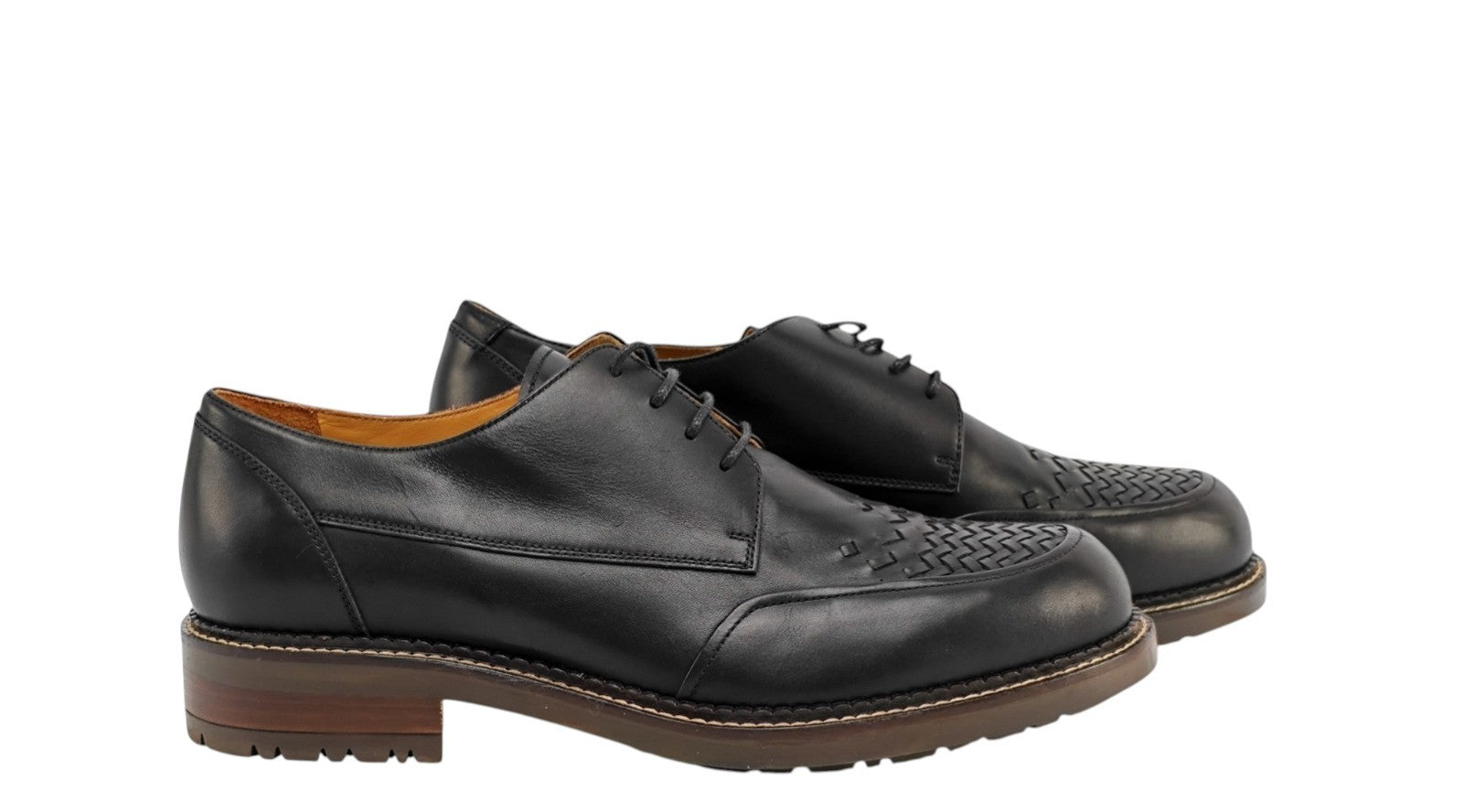 1250$ TESTONI "Camogli" Derby Shoes Antique Calf Black 8 UK / 9 US / 42 IT