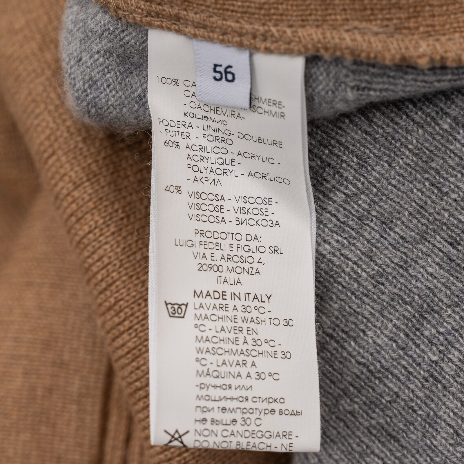 $1800 FEDELI "Baltimora" Beige / Gray Cardigan Vest 100% Cashmere 46 US / 56 EU