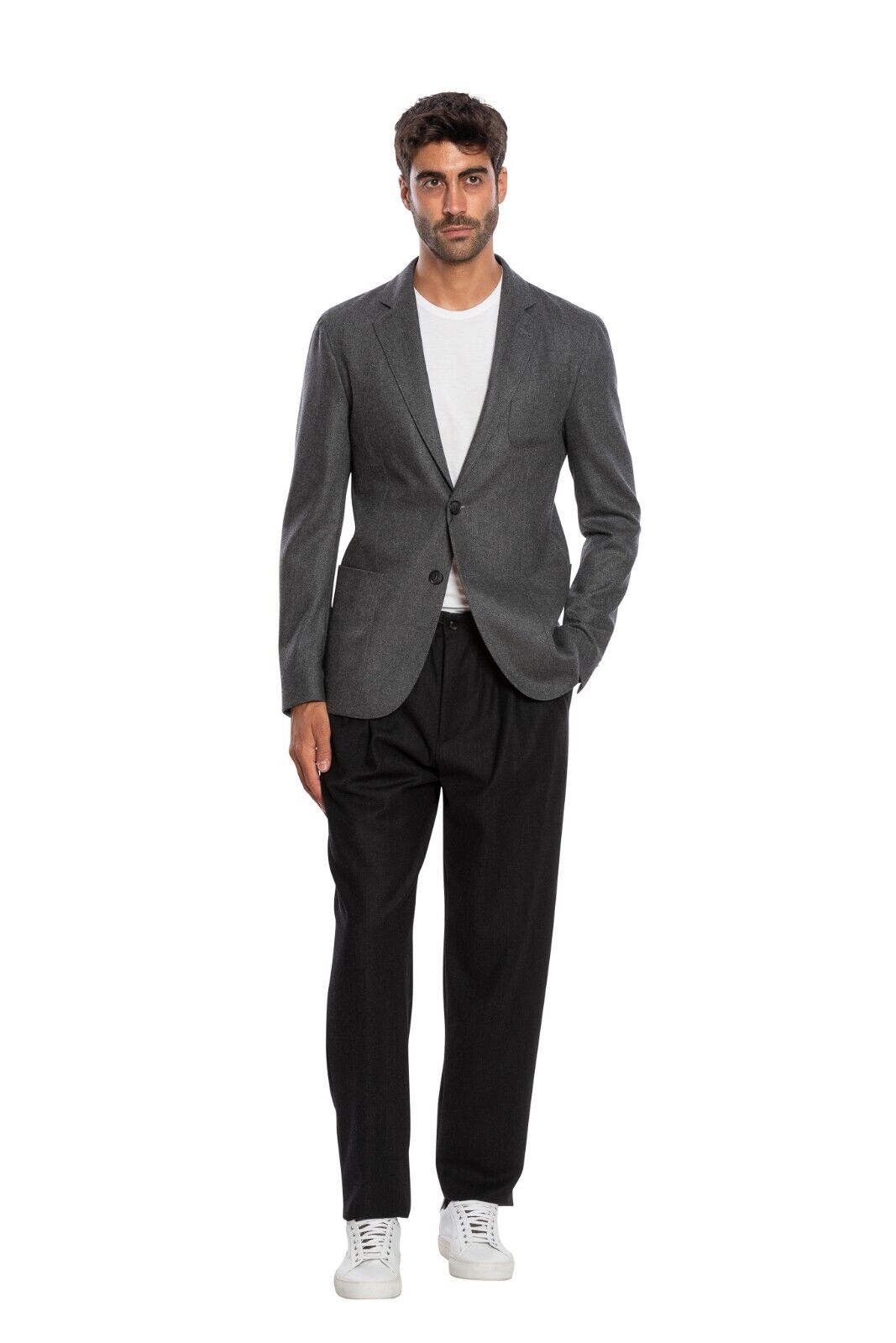 2800$ GIORGIO ARMANI Black Label UPTON Jacket Blouson Grey 100% Cashmere Slim