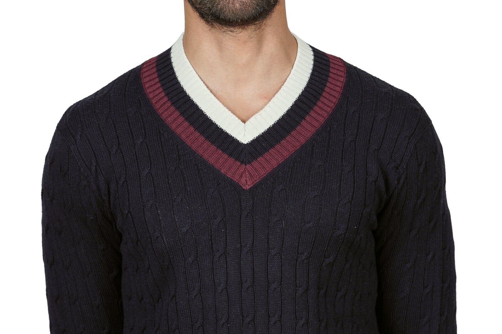 370$ Italian Luxury DRUMHOR CRICKET Sweater Cable Knit Cashmere / Cotton Blue