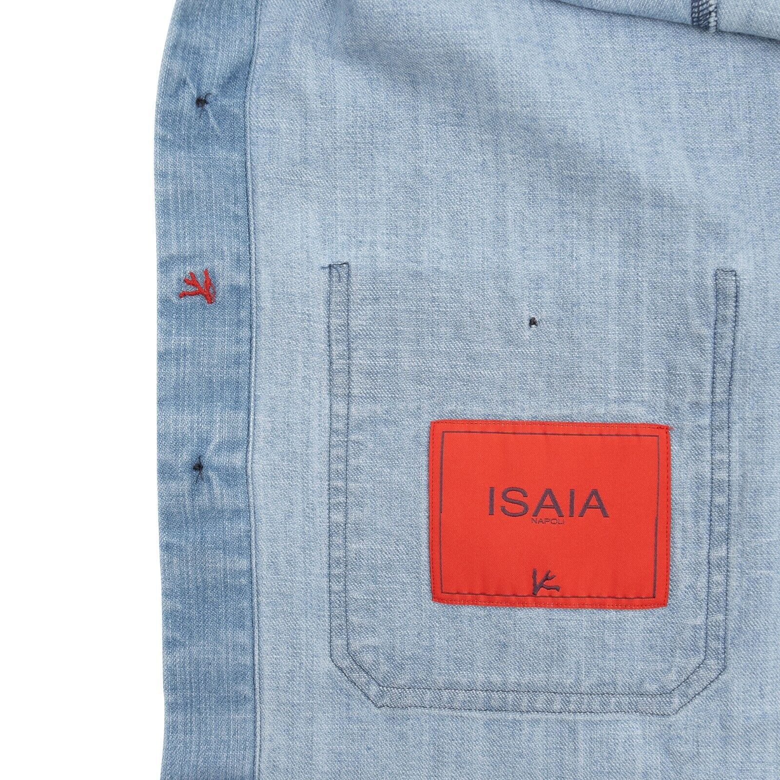 950$ ISAIA NAPOLI Light Blue Pockets Casual Shirt Denim Cotton 15.5 - 39
