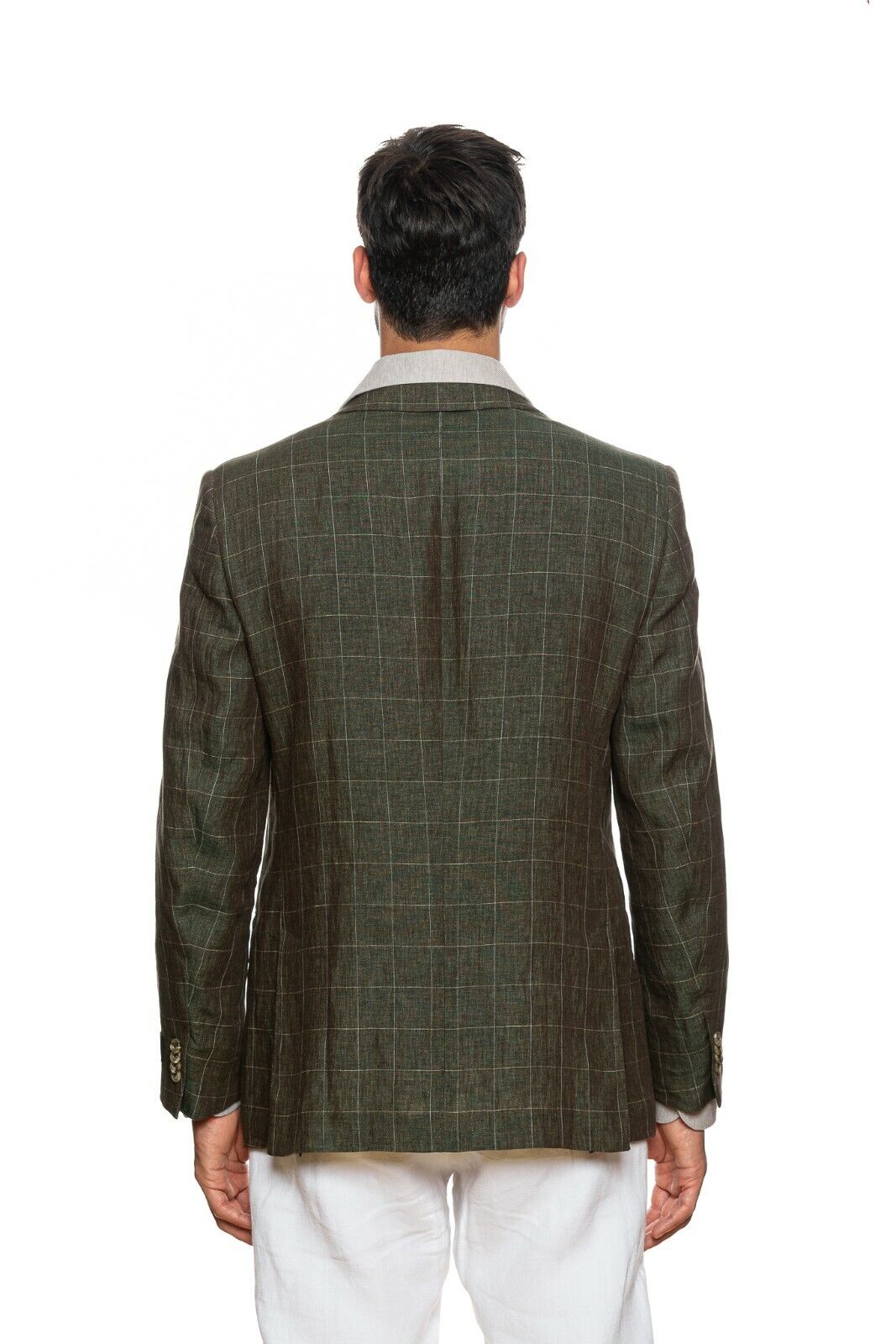 BELVEST Hand Made in Italy Jacket Pure Linen Checks Dark Green 40 US 50 EU 6 R