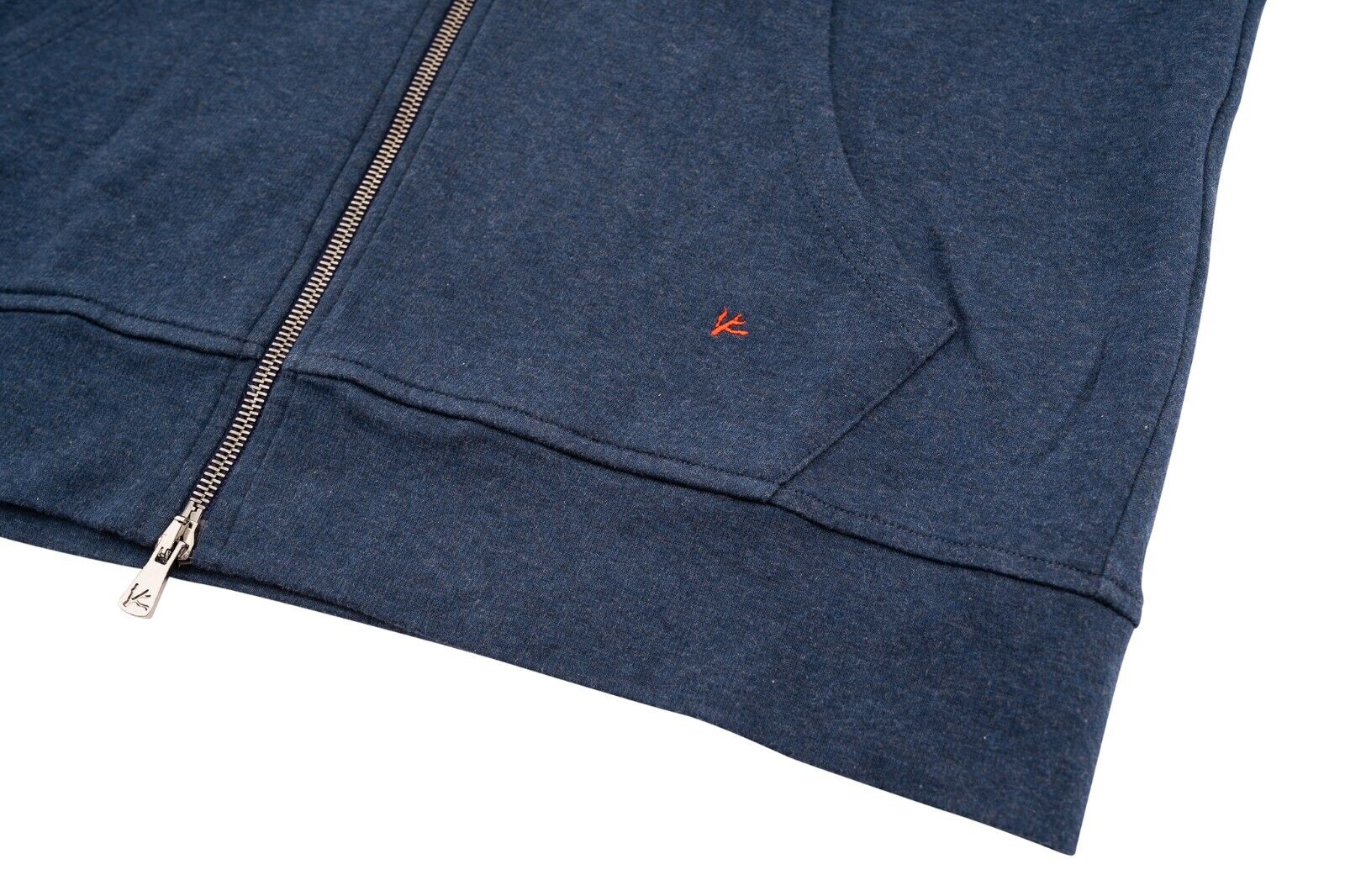 1600$ ISAIA NAPOLI Blue Solid Casual Zip-Up Hoodie Sweater Cotton / Linen Size M