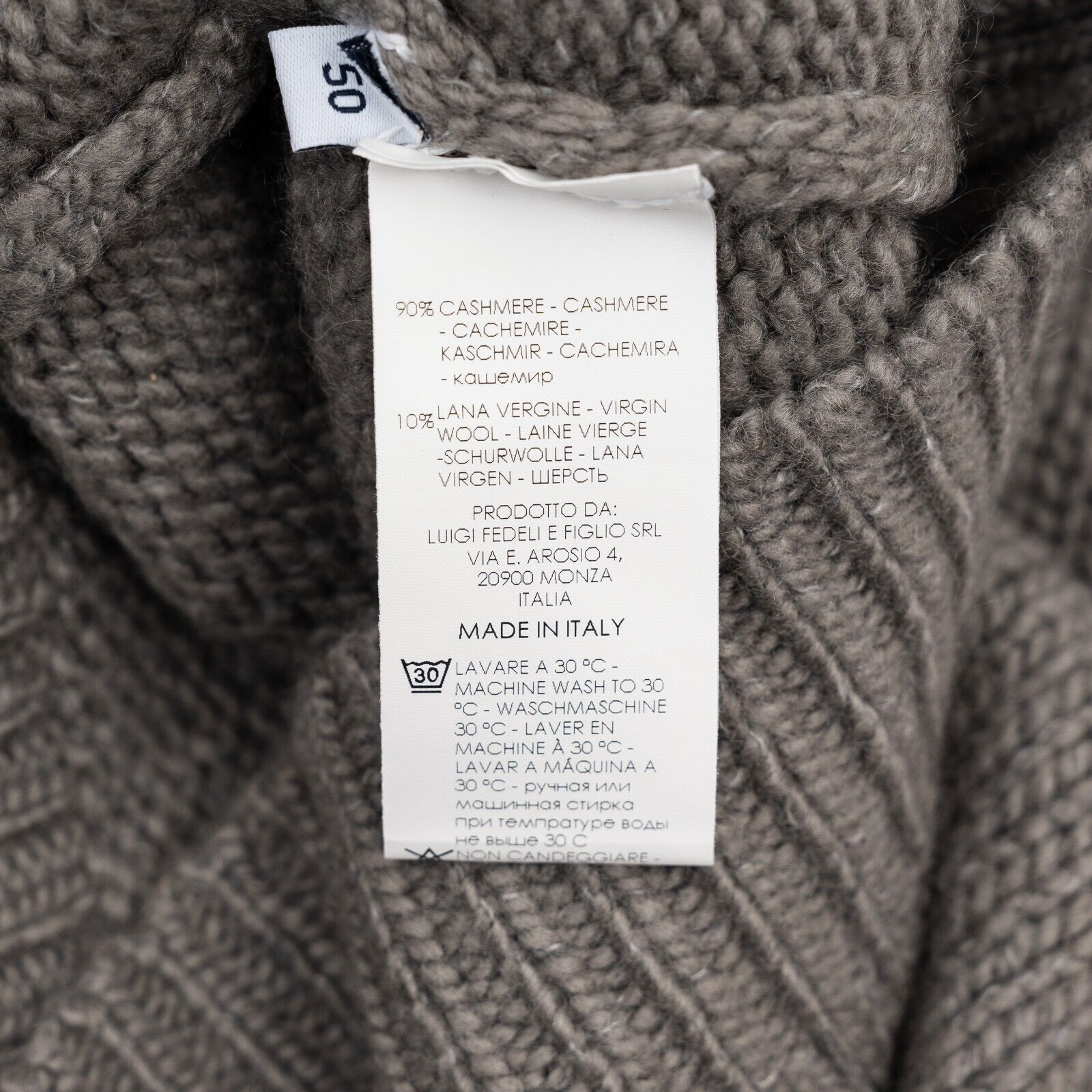 $2400 FEDELI CASHMERE "Malfilè" Gray Cardigan Jacket Cashmere 40 US / 50 EU