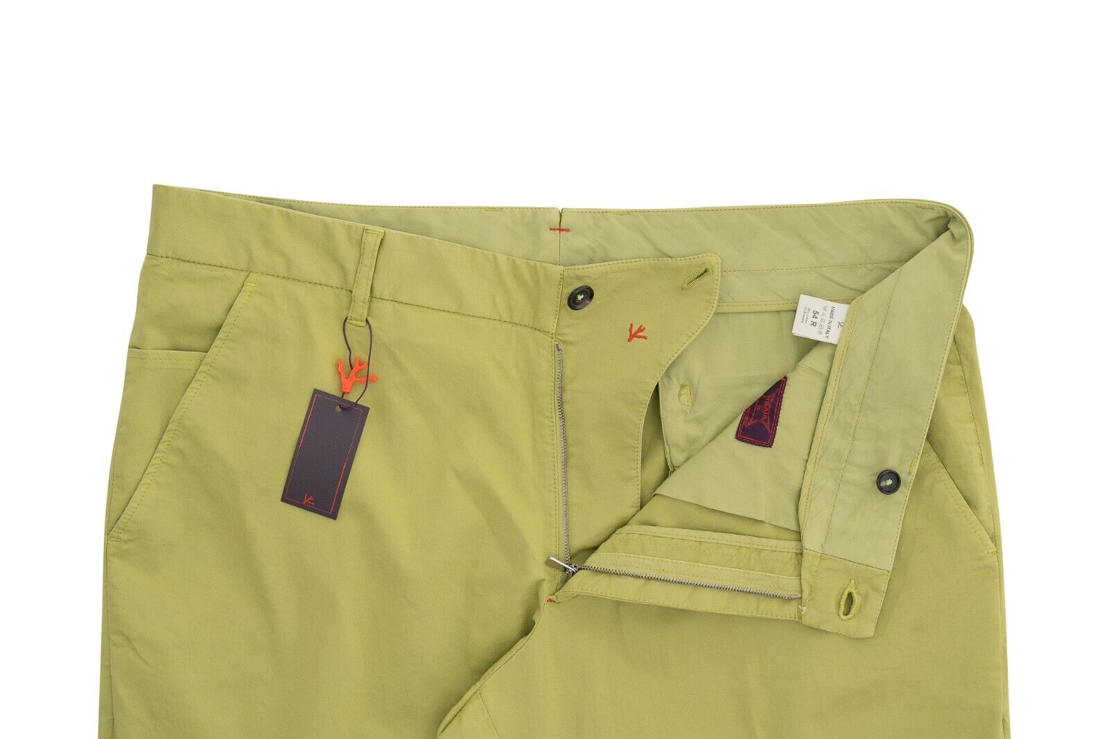 690$ ISAIA NAPOLI Comfort Project Green Chino Trousers Pant Cotton 38 US / 54 EU