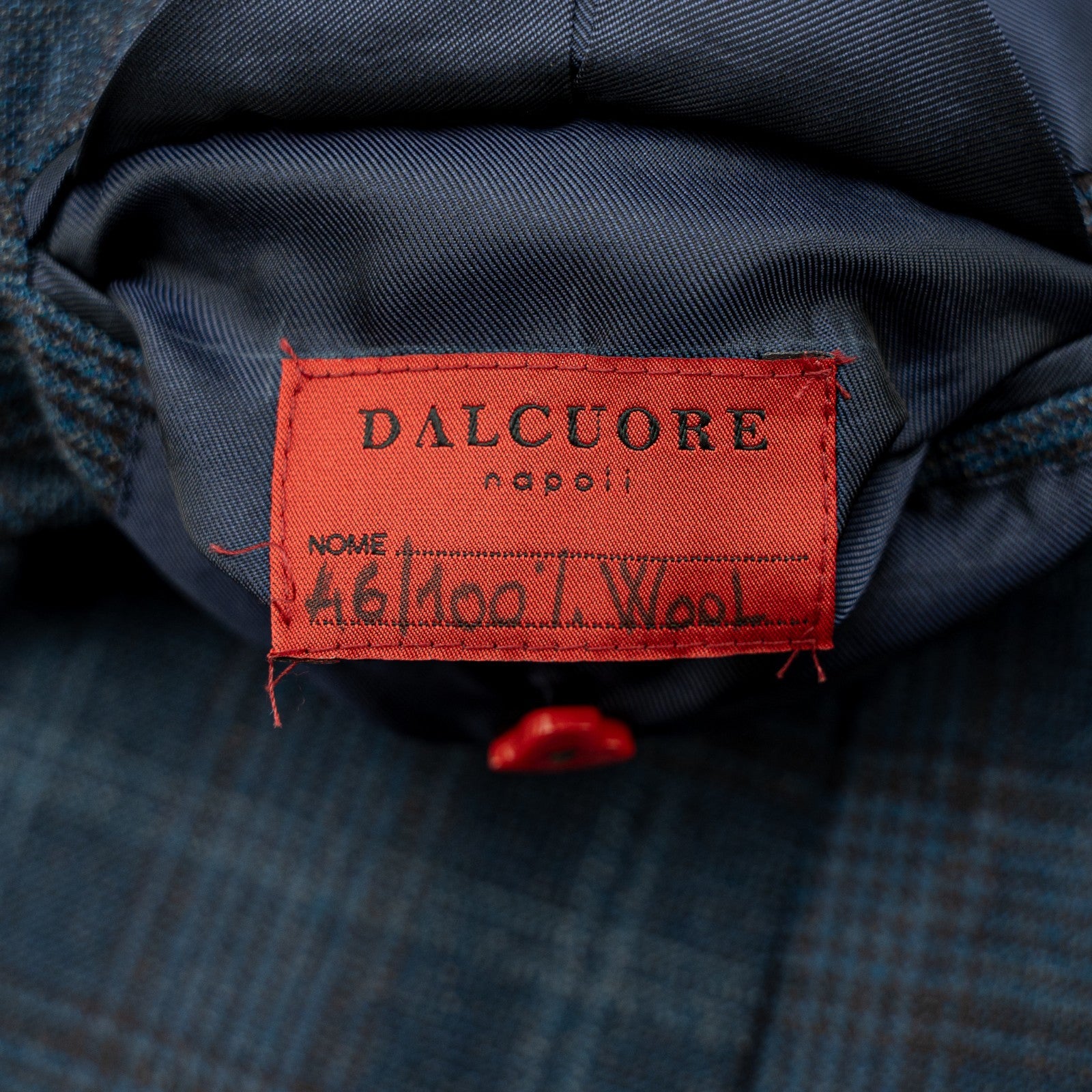 Sartoria DALCUORE NAPOLI Total Hand-Sewn Jacket Sport Coat Wool Blue Glen Plaid