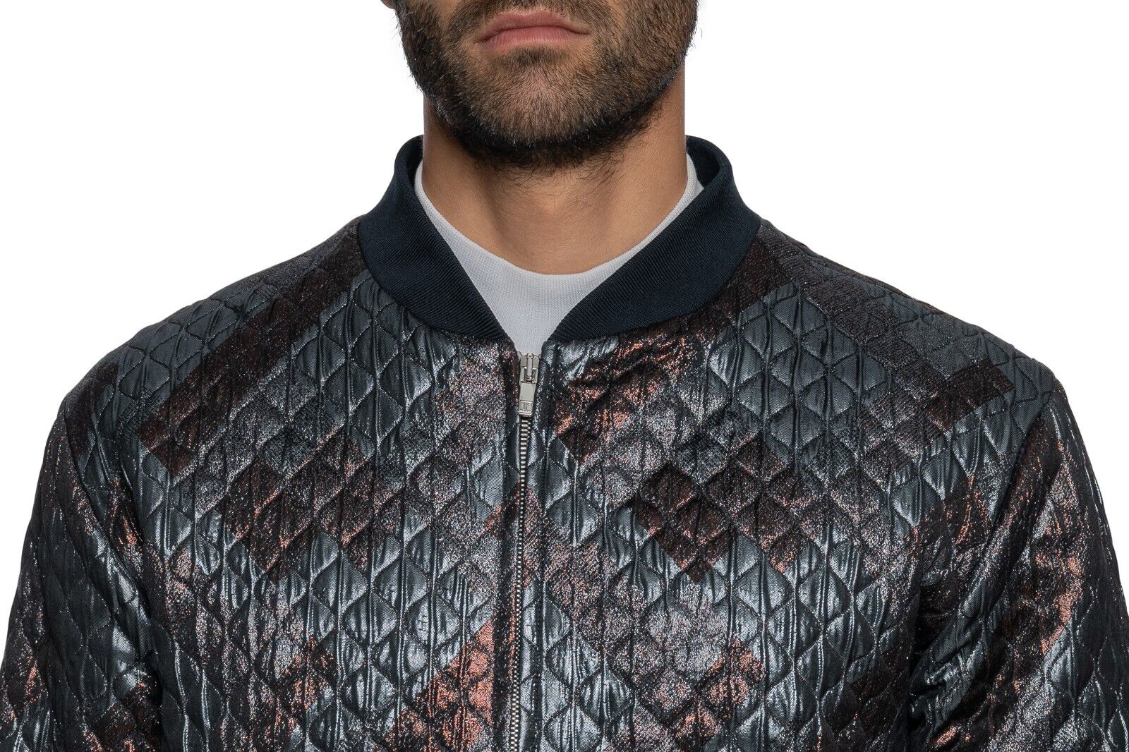 2000$ ITALO FERRETTI Bomber Jacket "METAL EFFECT" Wool 40 US / 50 EU ZILLI