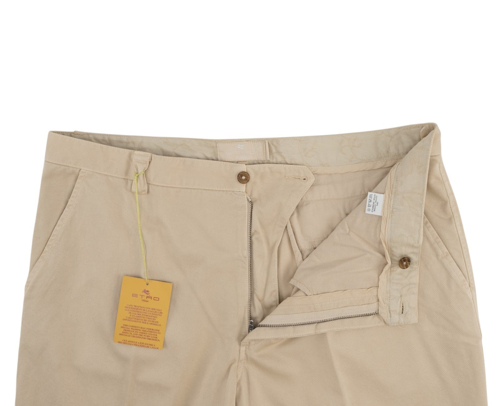 750$ ETRO MILANO Beige Twill Cotton Chino Pant Classic Straight 38 US / 54 EU