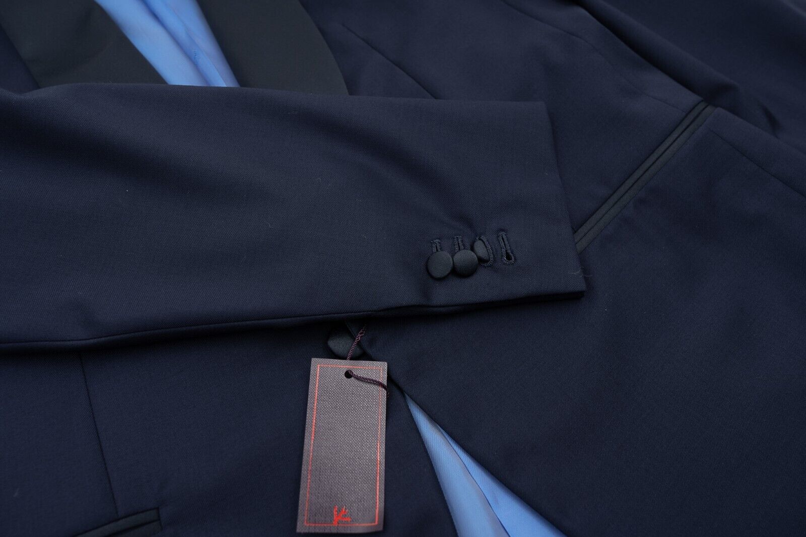 $5200 ISAIA NAPOLI Blue Navy Tuxedo Jacket Shawl Collar Wool 40 US / 50 EU 8R