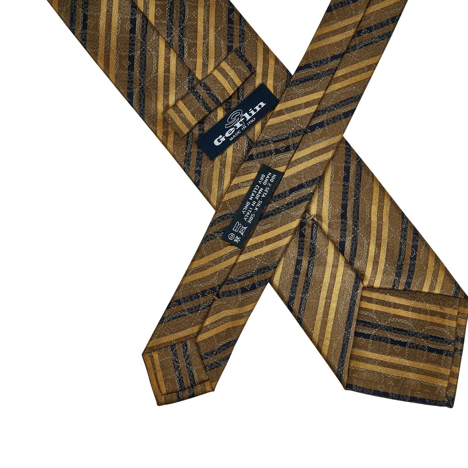 $220 ITALO FERRETTI x GERLIN Tie Satin Silk Brown Handmade in Italy  BIJAN