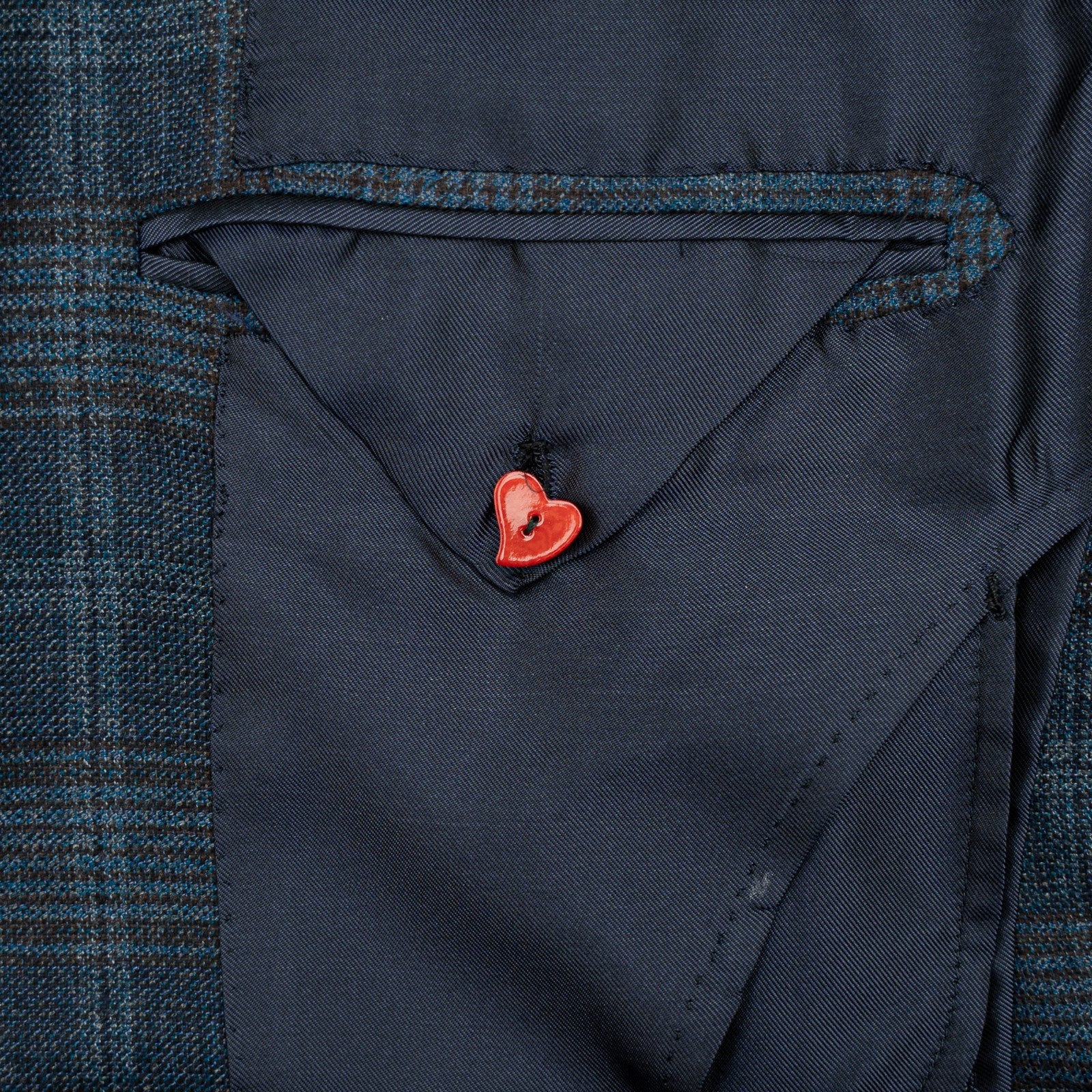 Sartoria DALCUORE NAPOLI Total Hand-Sewn Jacket Sport Coat Wool Blue Glen Plaid