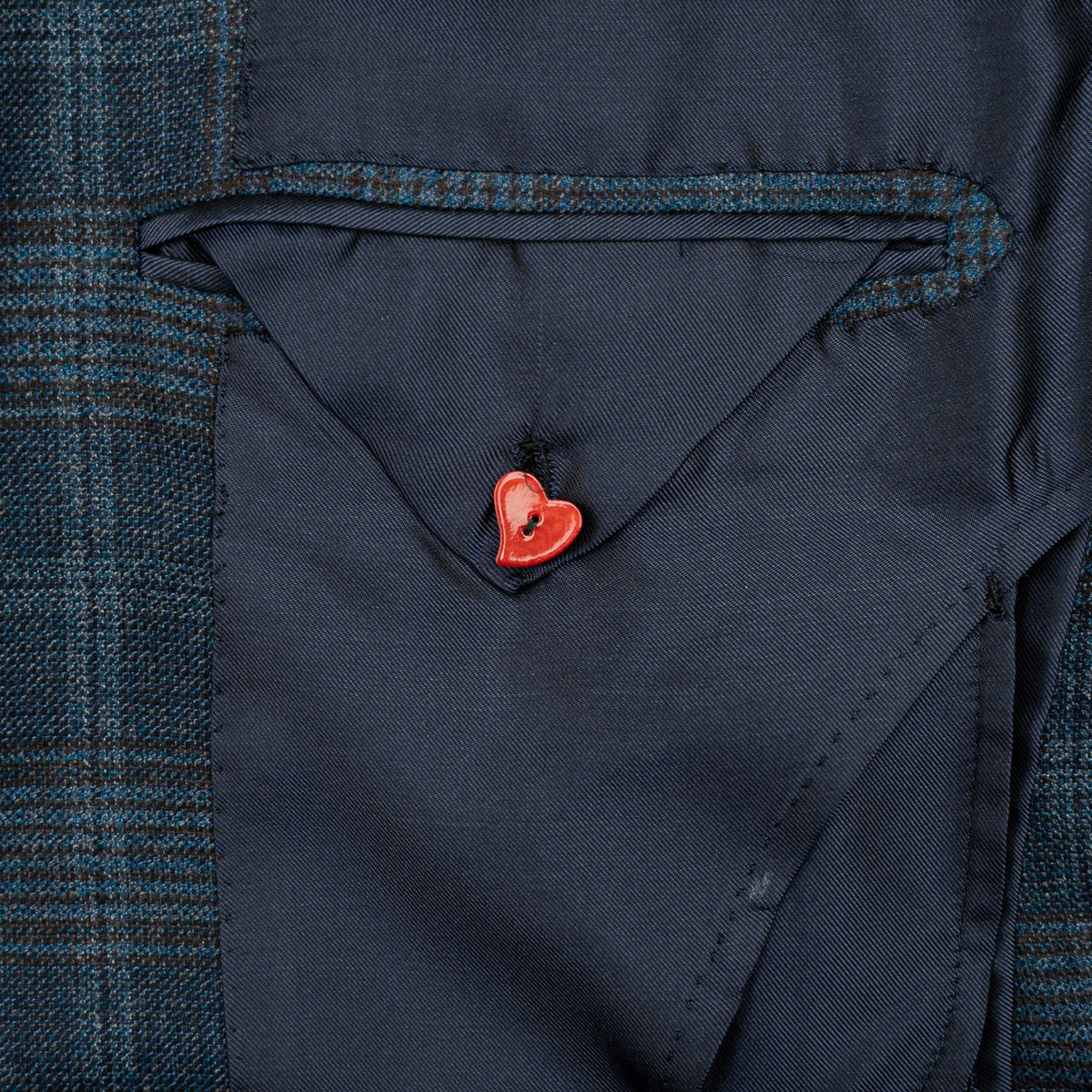 Sartoria DALCUORE NAPOLI Total Hand-Sewn Jacket Sport Coat Wool Blue Glen Plaid