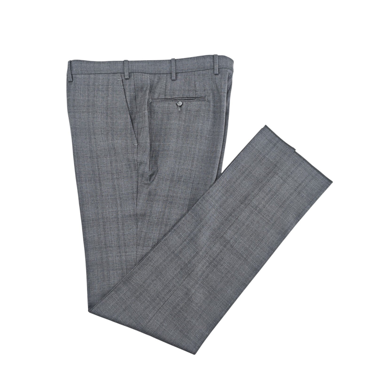1550$ ISAIA Hand-Sewn Tapered Dress Pant Fine Wool Plaid Gray 36 US / 52 EU 6R