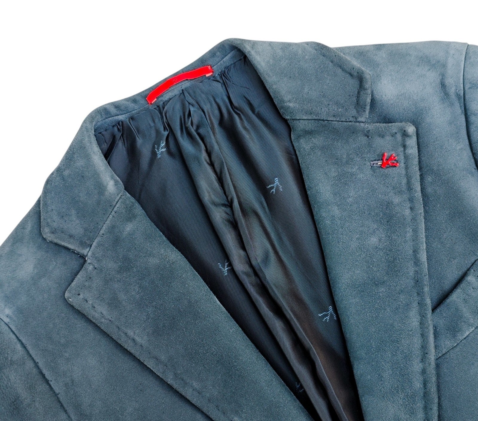 7100$ ISAIA Blue Jacket Sport Coat 100% Suede Lambskin Leather 38 US / 48 EU