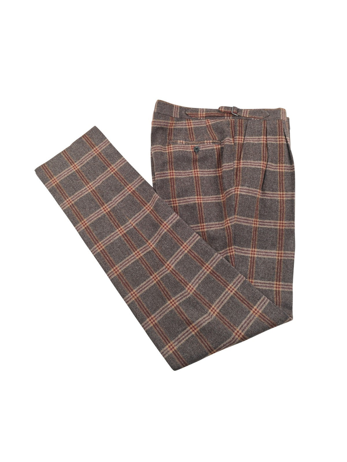 $3450 RUBINACCI NAPOLI Brown Checks Hand-Sewn Suit Flannel Wool