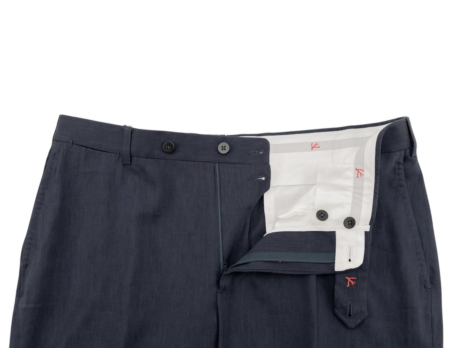 1650$ ISAIA NAPOLI Hand-Sewn Tapered Dress Pant Wool Linen Blue 36 US / 52 EU