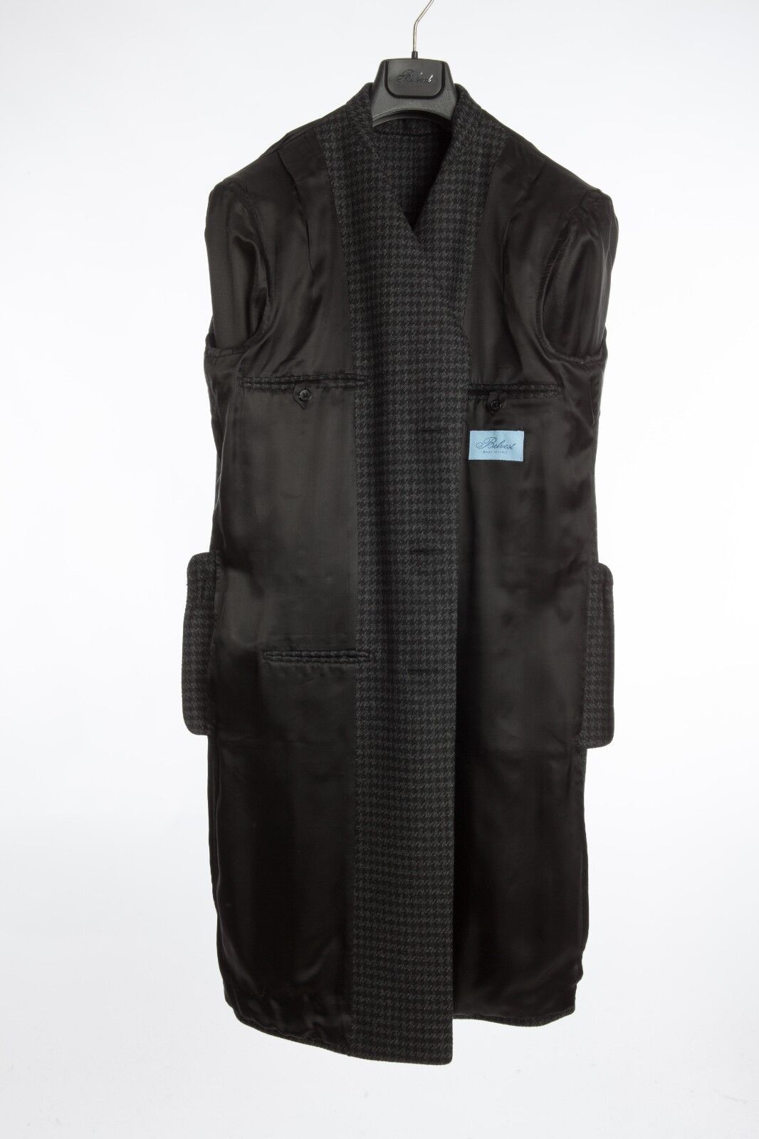 $2590 BELVEST Dark Gray Houndstooth Wool Coat 40 US / 50 EU Drop 8R Slim Fit
