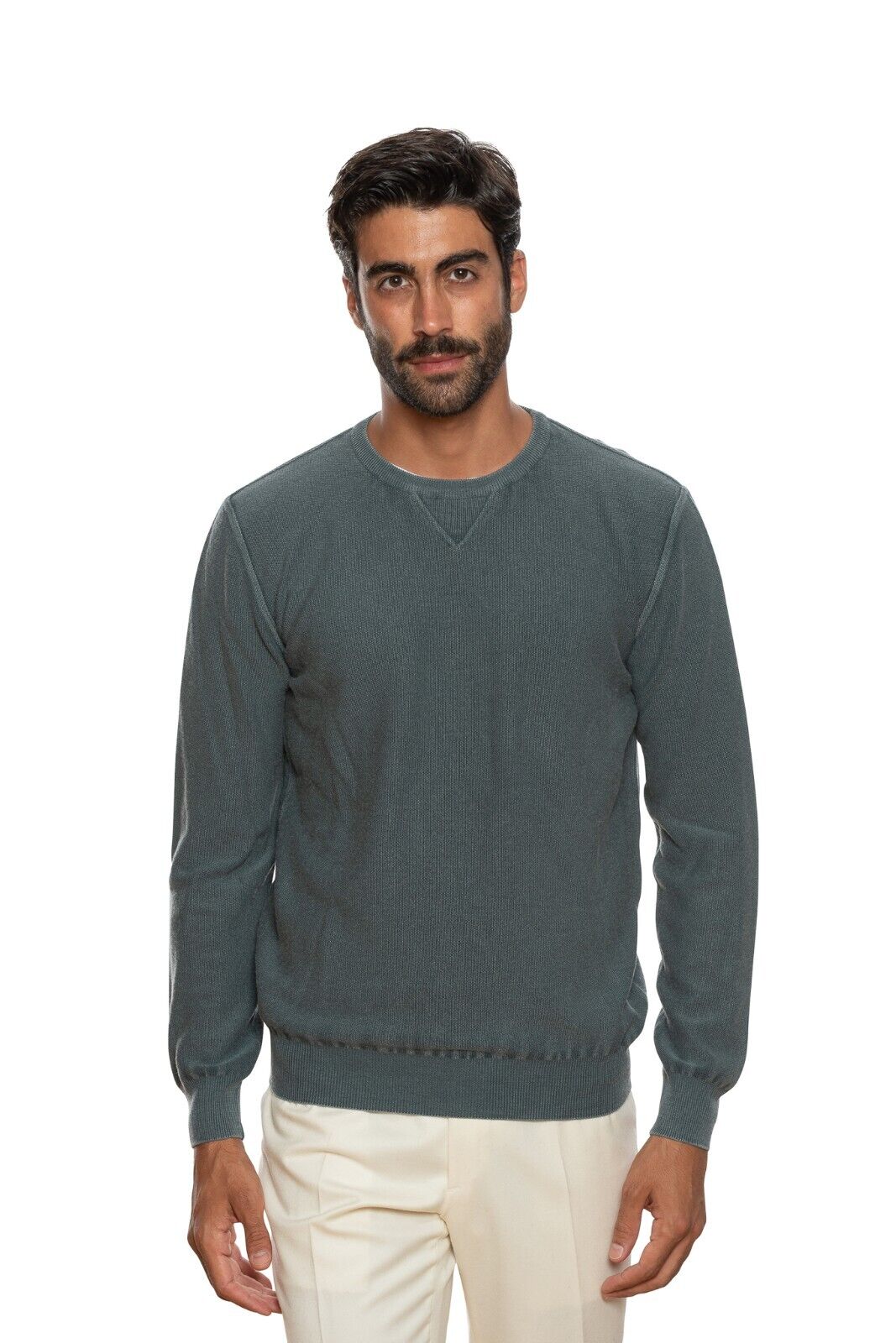 390$ DELLA CIANA CASHMERE Sweater Sweatshirt Merinos Wool Green Off 40 US 50 EU
