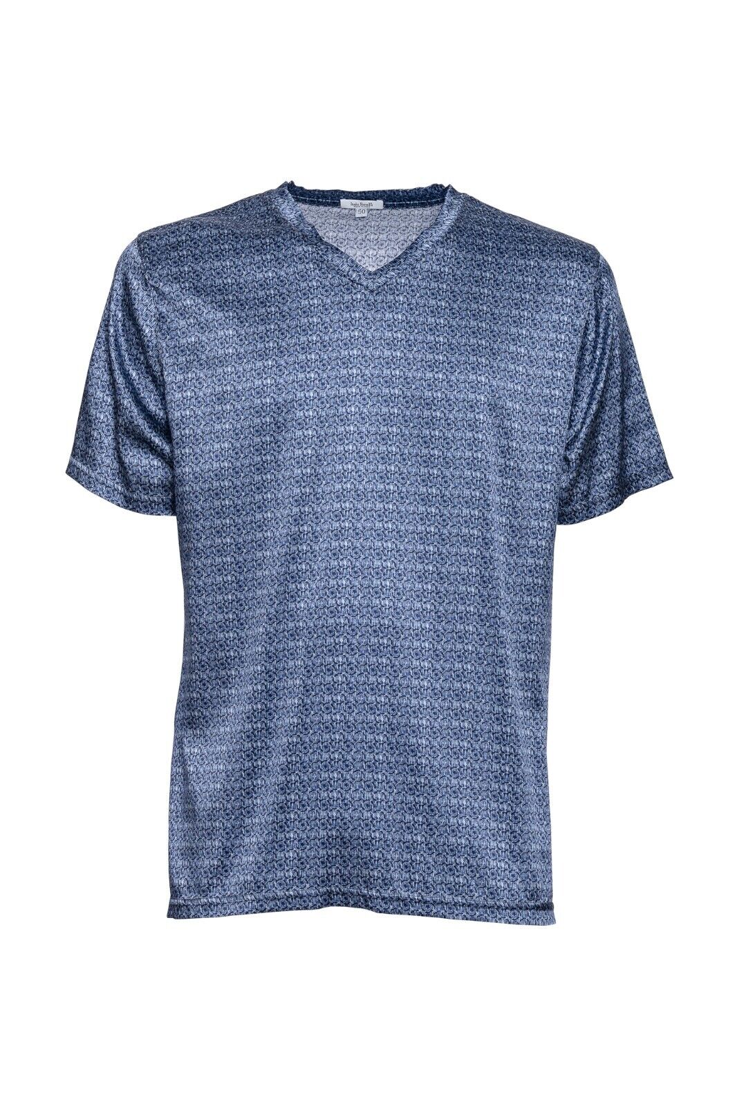750$ ITALO FERRETTI T-Shirt "GEOMETRIC" 100% Silk COMO STRETCH 40 US / 50 EU