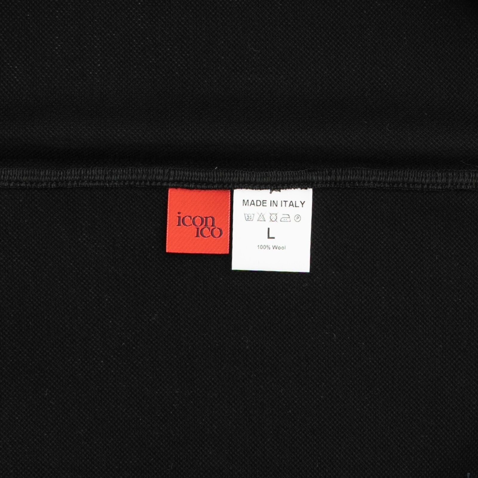 1200$ ISAIA NAPOLI "Iconico" Black Sartorial Knit Polo Sweater Wool Hand-Sewn