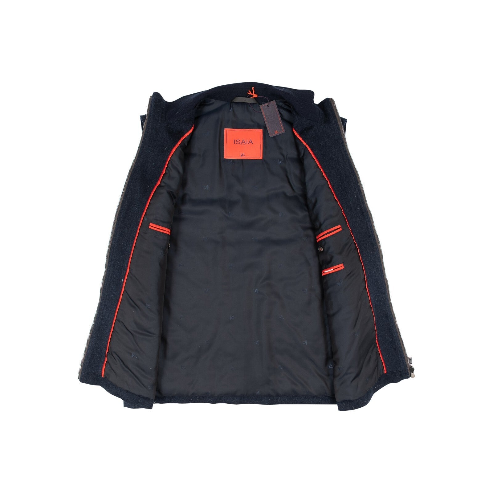 3900$ ISAIA NAPOLI Blue Navy Jacket Vest 100% Cashmere & Leather Details