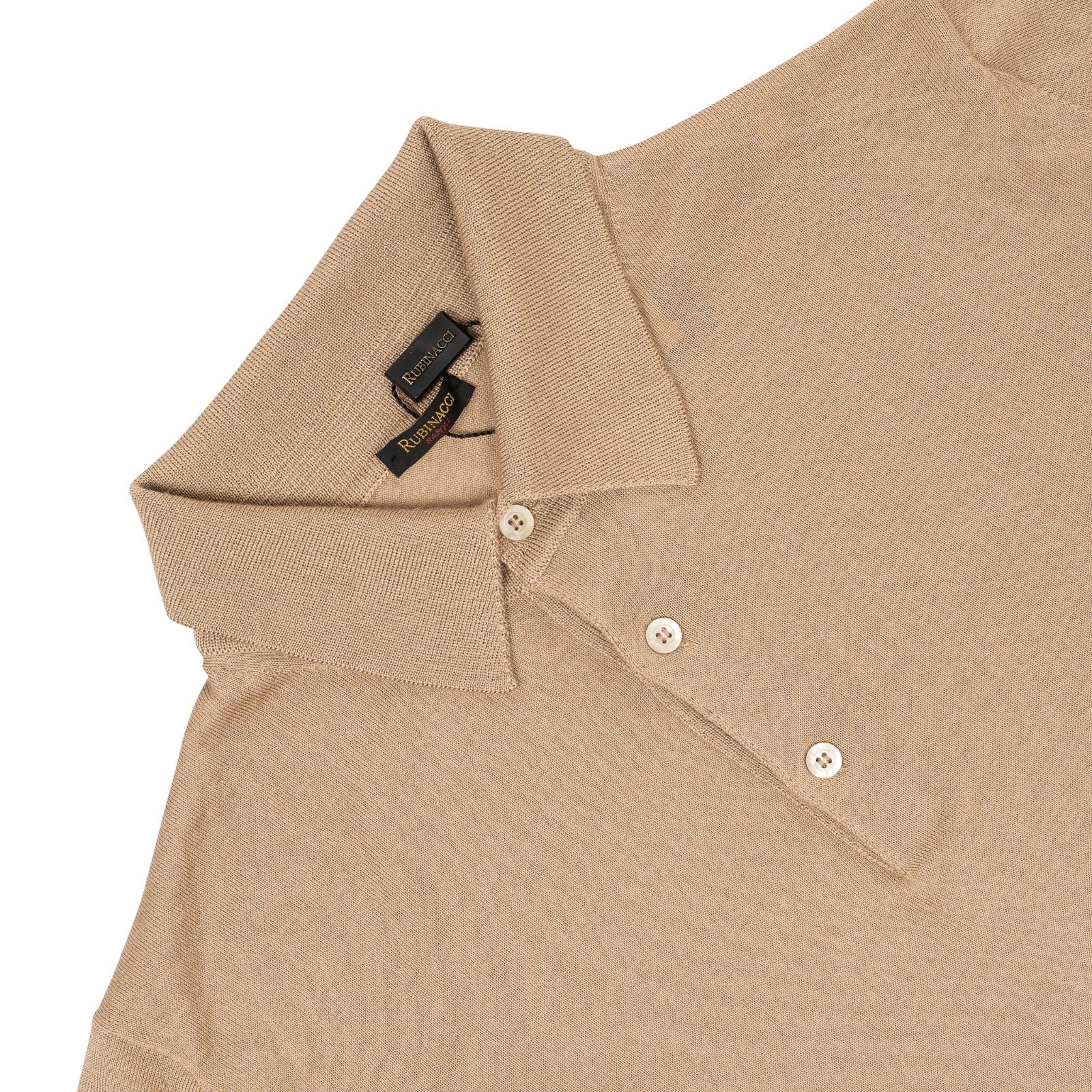 820$ RUBINACCI NAPOLI Beige Polo Sweater Ultra Soft Cashmere / Silk 40 US 50 EU